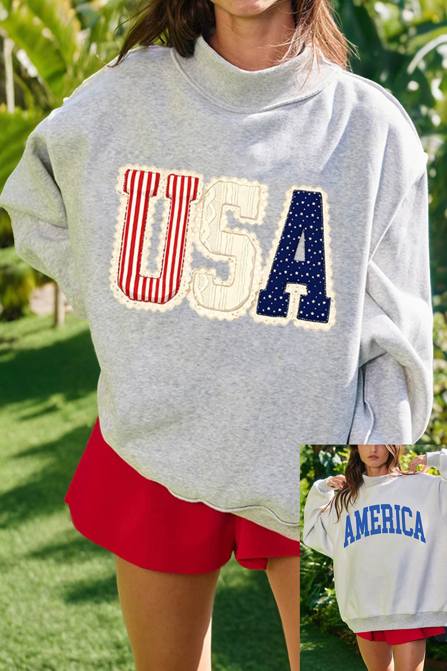 Personalized Reversible Sweatshirt Graphic Mock Neck Customizable Text