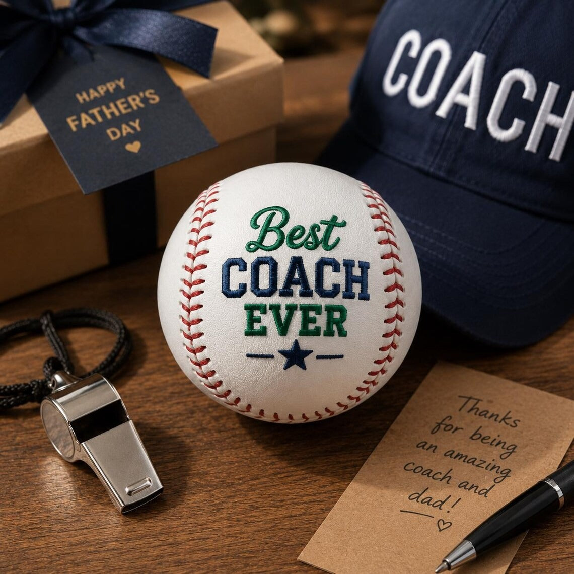 Embroidered Baseball Gift for Dad | Personalized Father's Day Keepsake for Baseball Dad & Coach