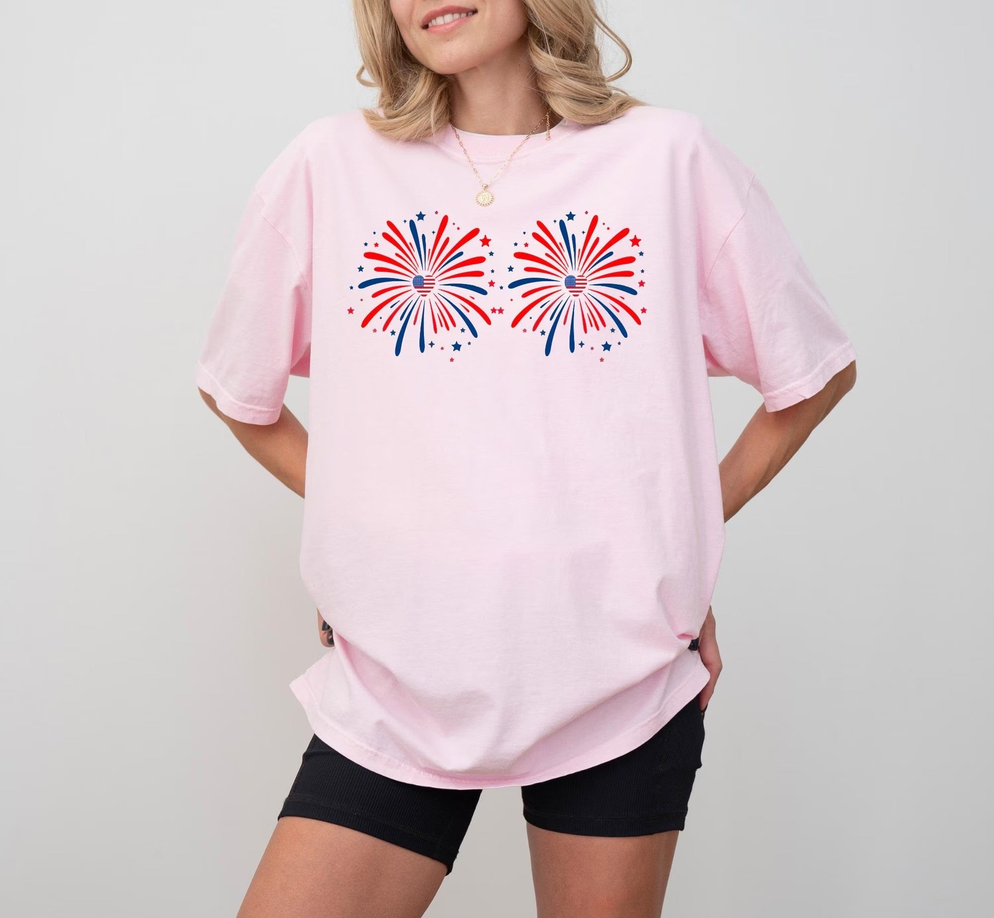 Funny Couple Matching 4th of July Couples Shirt – Just Here for the Fireworks, American Flag Tee