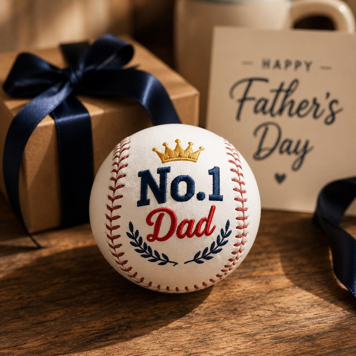 Embroidered Baseball Gift for Dad | Personalized Father's Day Keepsake for Baseball Dad & Coach