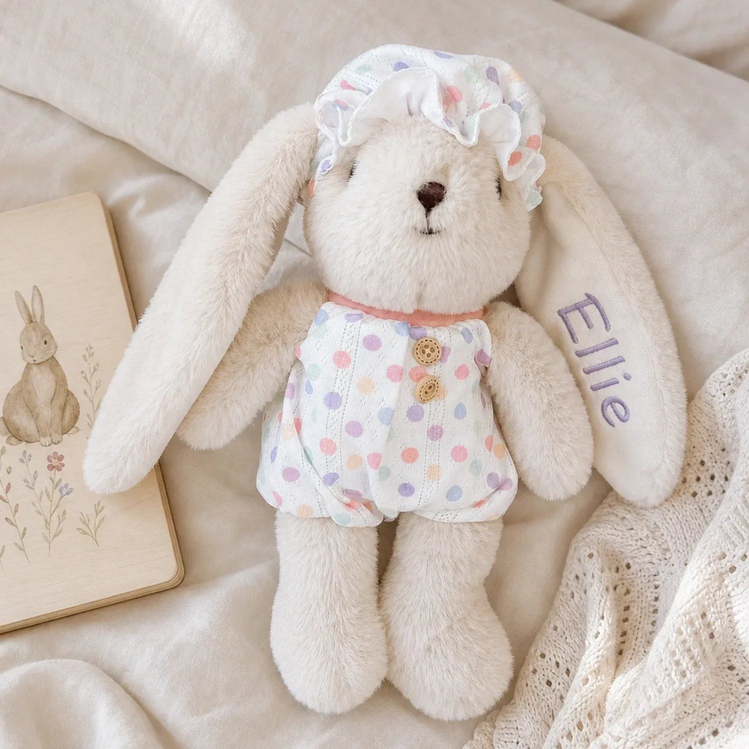 Personalized Bunny Plush, Custom Embroidered Name Stuffed Rabbit, Cute Personalized Gift for Kids & Girls