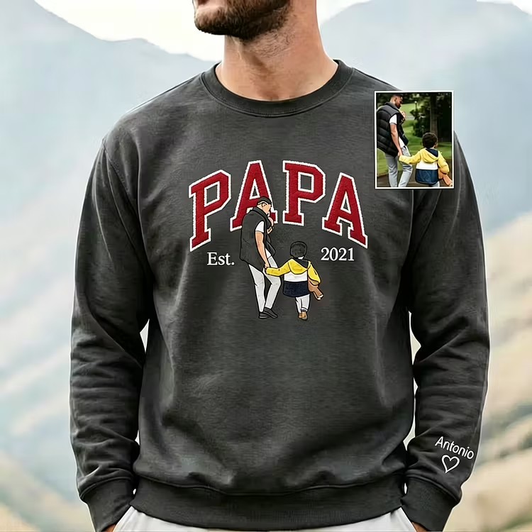 The #1 Father’s Day Gift – Personalized Embroidered Dad Sweatshirt with Custom Photo