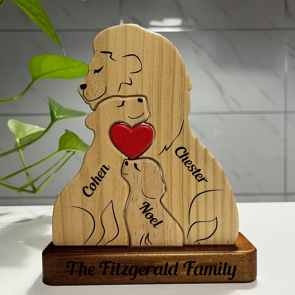 Personalized Lion Family Wooden Puzzle – A Customizable Heirloom for Your Pride Mother‘s Day Gift