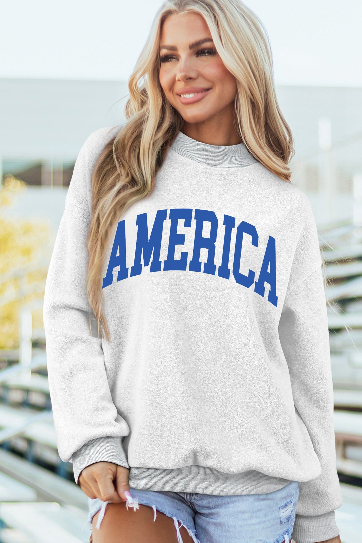 Personalized Reversible Sweatshirt Graphic Mock Neck Customizable Text