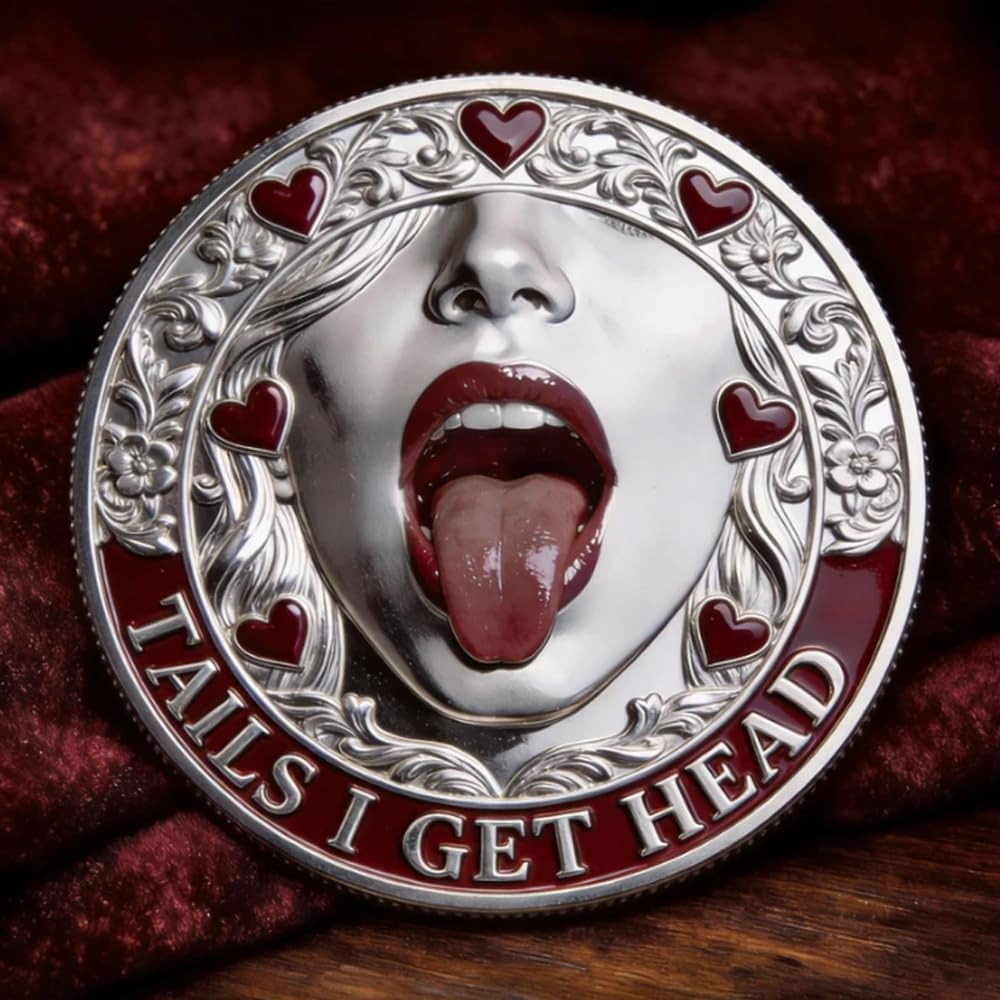 The Lucky Desire Commemorative Coin – Double-Sided Humor Token for Adult Parties & Date Night (Heads I Get Tail / Tails I Get Head)