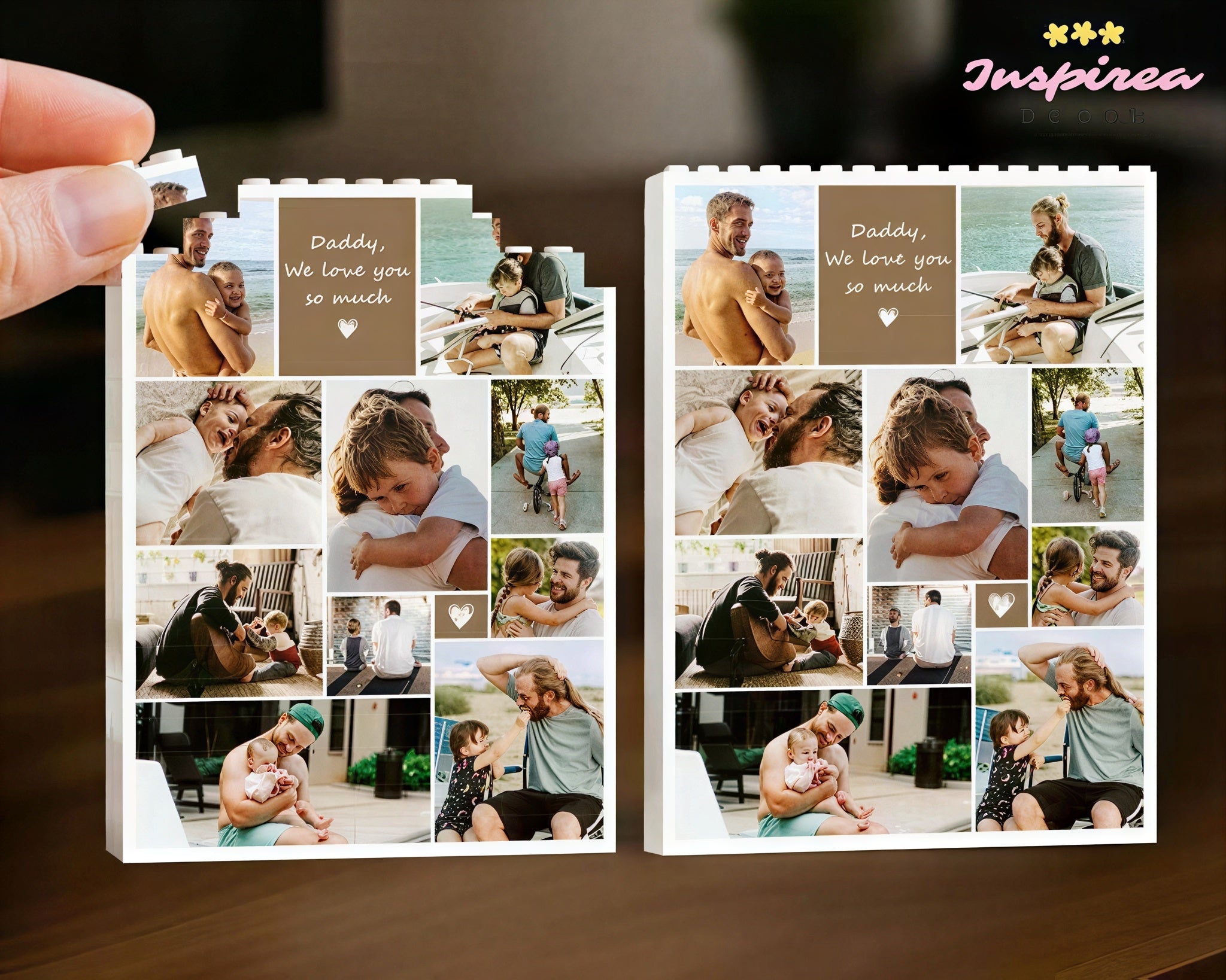 Custom Photo Collage Dad And Kids Building Blocks, Gift for Dad, Best Dad Gift, Fathers Day Picture Collage