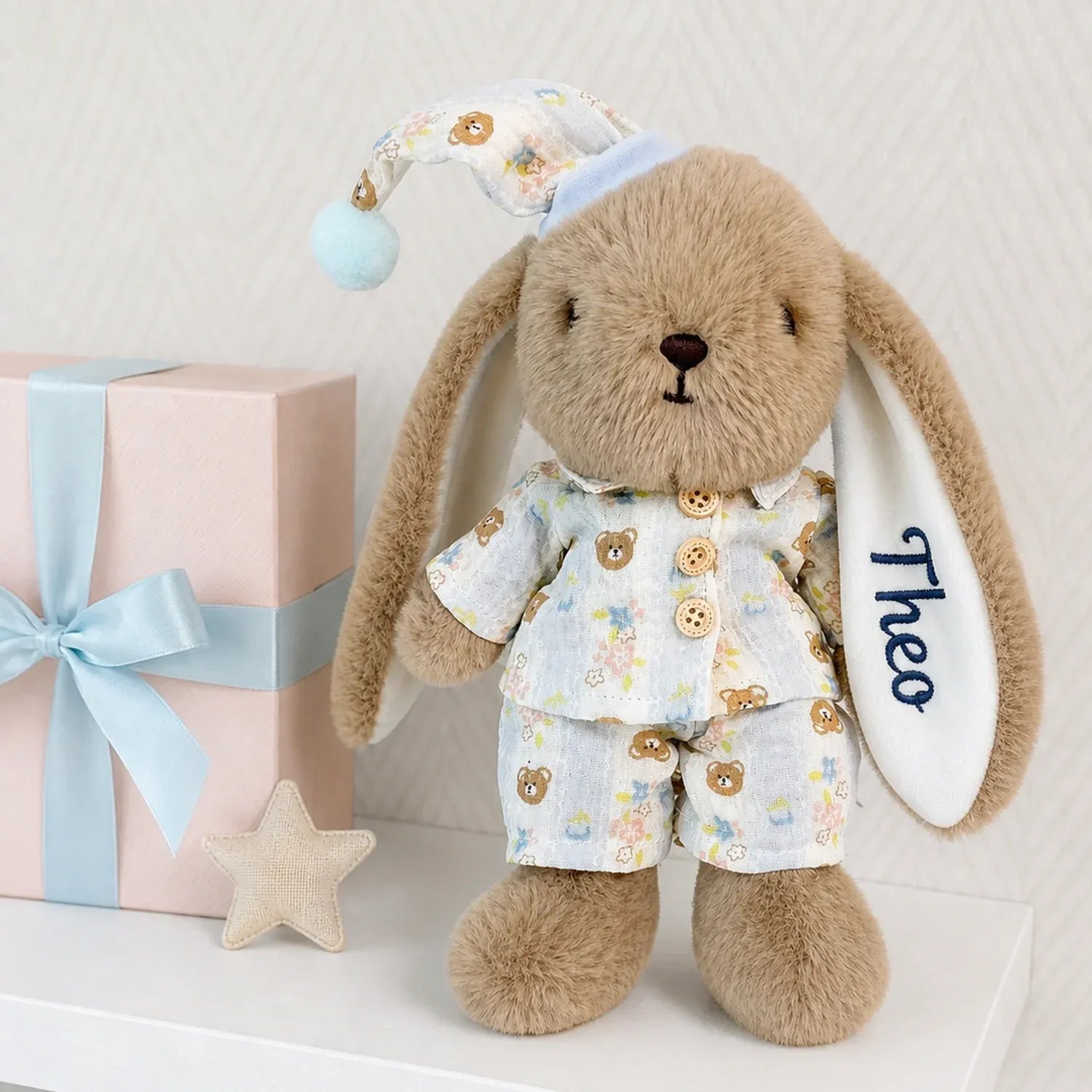 Personalized Bunny Plush, Custom Embroidered Name Stuffed Rabbit, Cute Personalized Gift for Kids & Girls