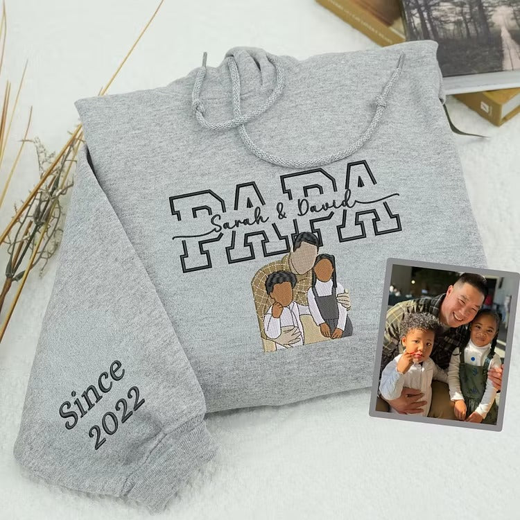 Personalized Dad Sweatshirt from Mom – Custom Embroidered Photo & Kids Names – Father’s Day Gift