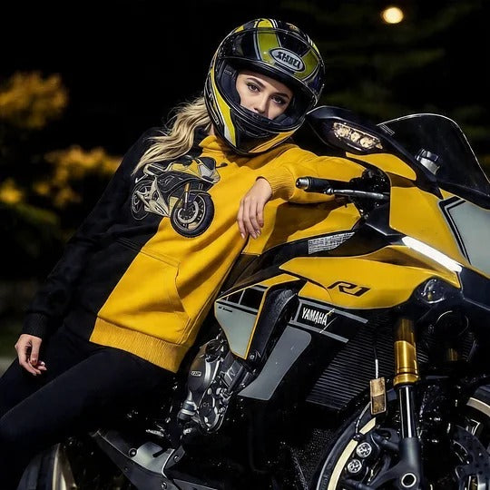 Custom Two Tone Embroidered Hoodie with Motorcycle or Car Photo Personalized Ride Gift