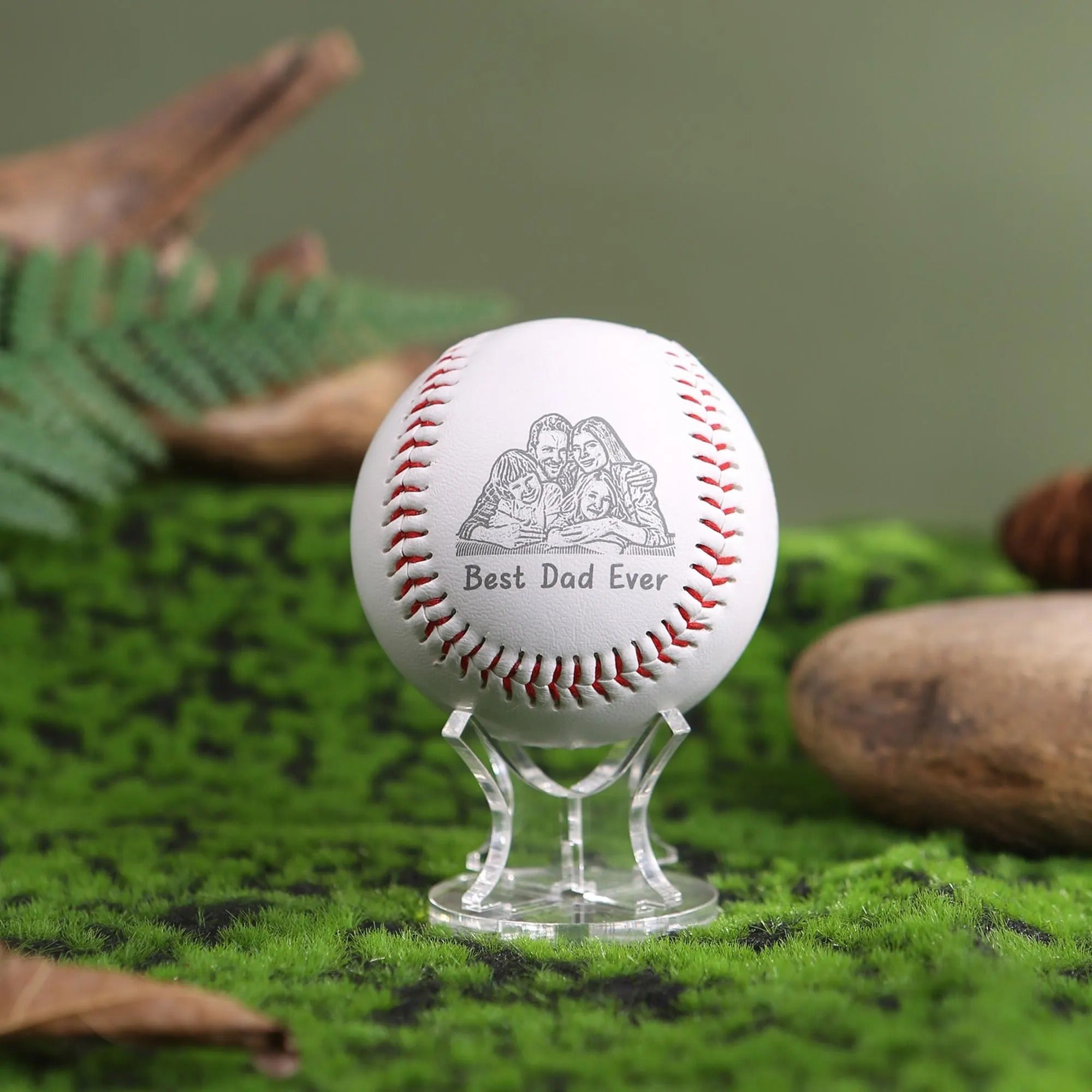 Custom Photo Engraved Baseball - Personalized Kids Picture Baseball Gift for Dad, Unique Father's Day Keepsake