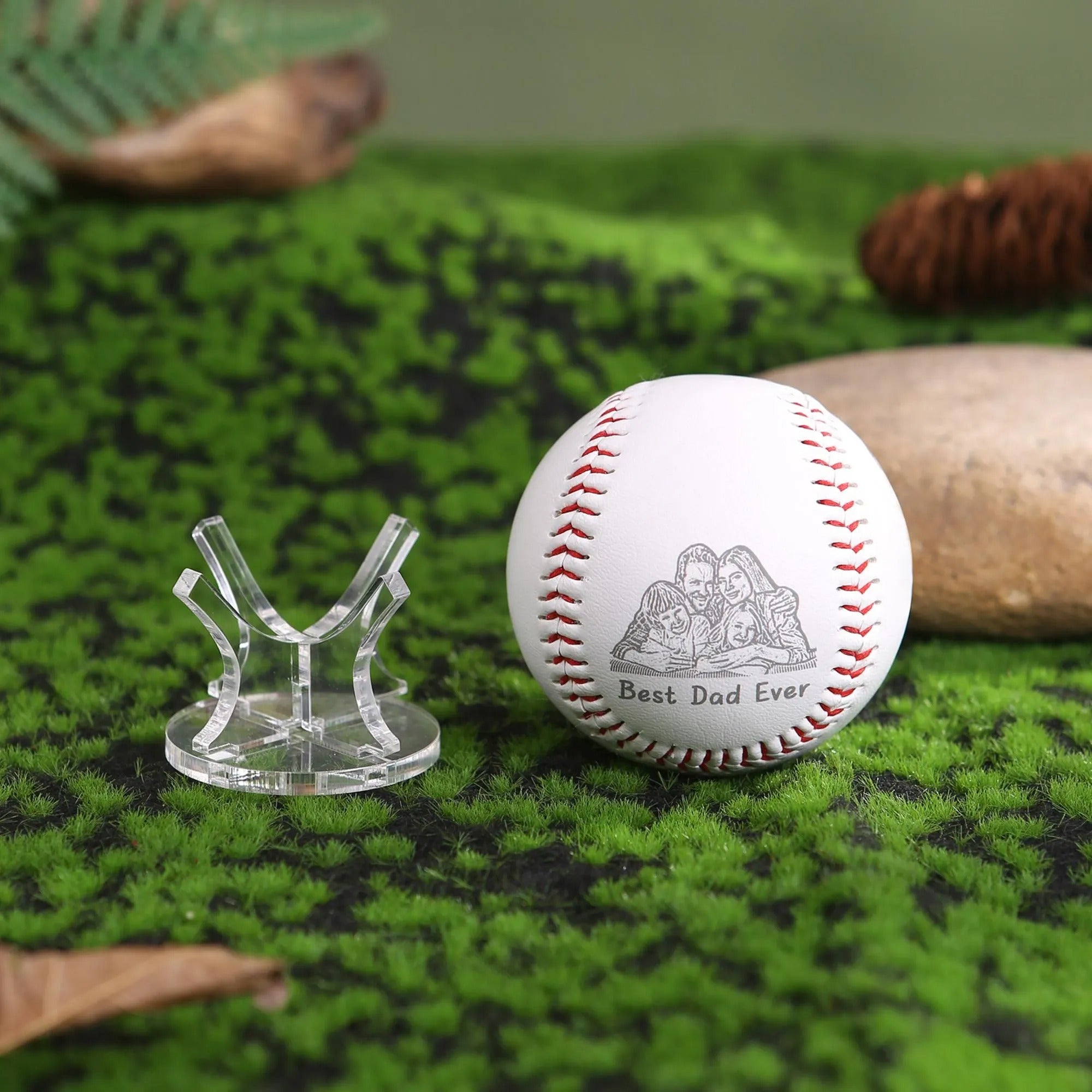 Custom Photo Engraved Baseball - Personalized Kids Picture Baseball Gift for Dad, Unique Father's Day Keepsake