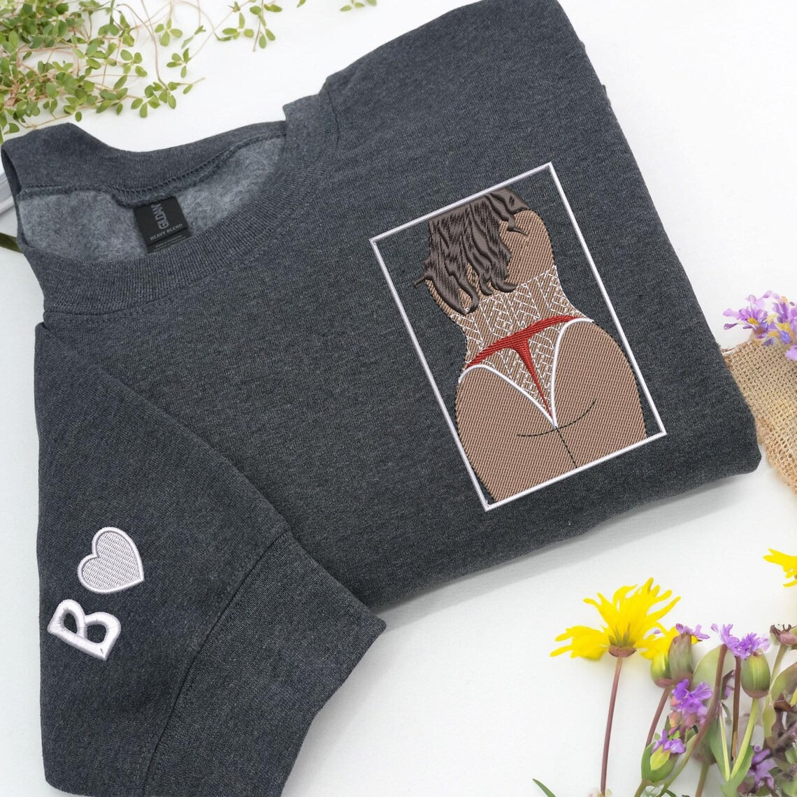 Spicy Couple Hoodie — Custom Embroidered Portrait Photo Pullover, Anniversary Gift for Boyfriend