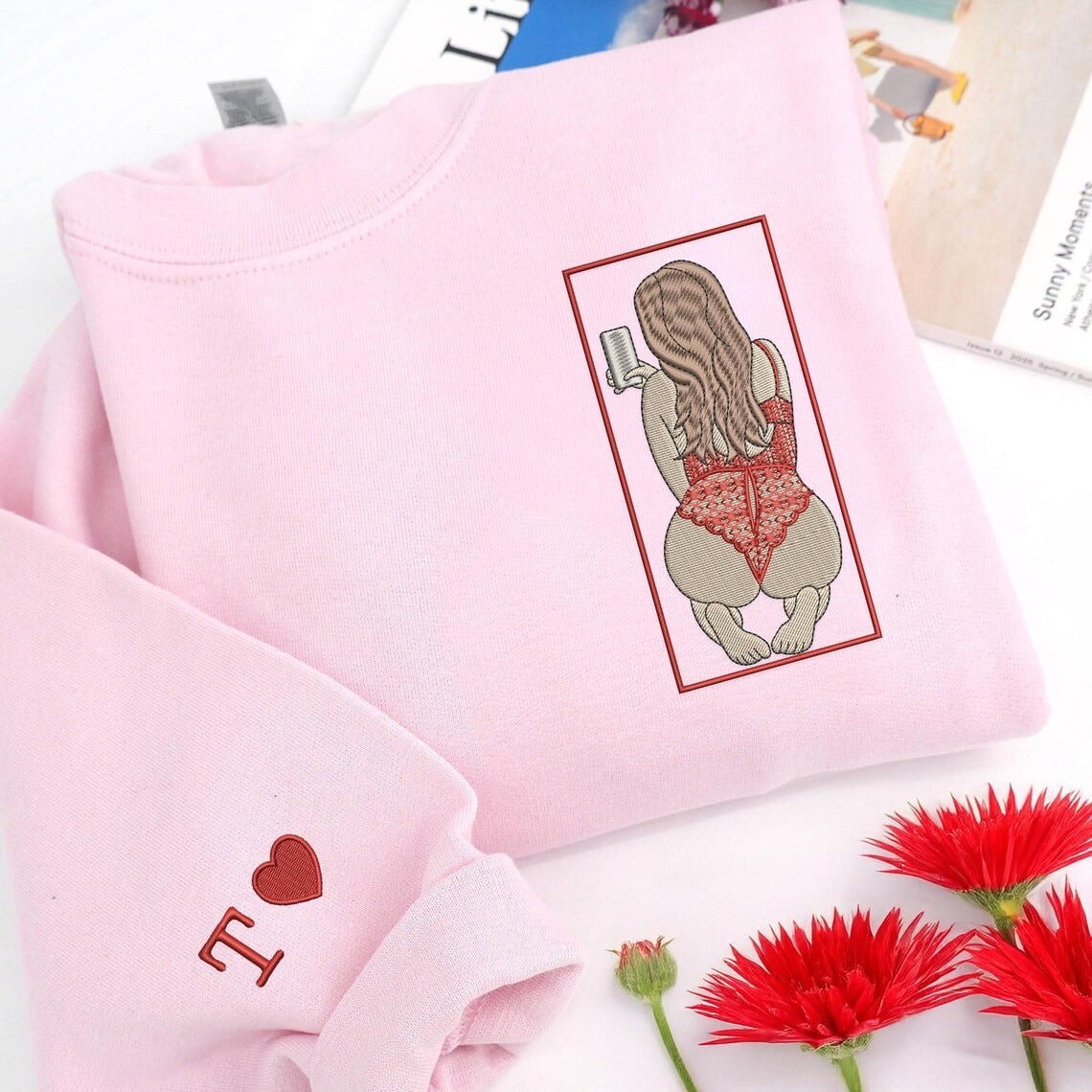 Spicy Couple Hoodie — Custom Embroidered Portrait Photo Pullover, Anniversary Gift for Boyfriend