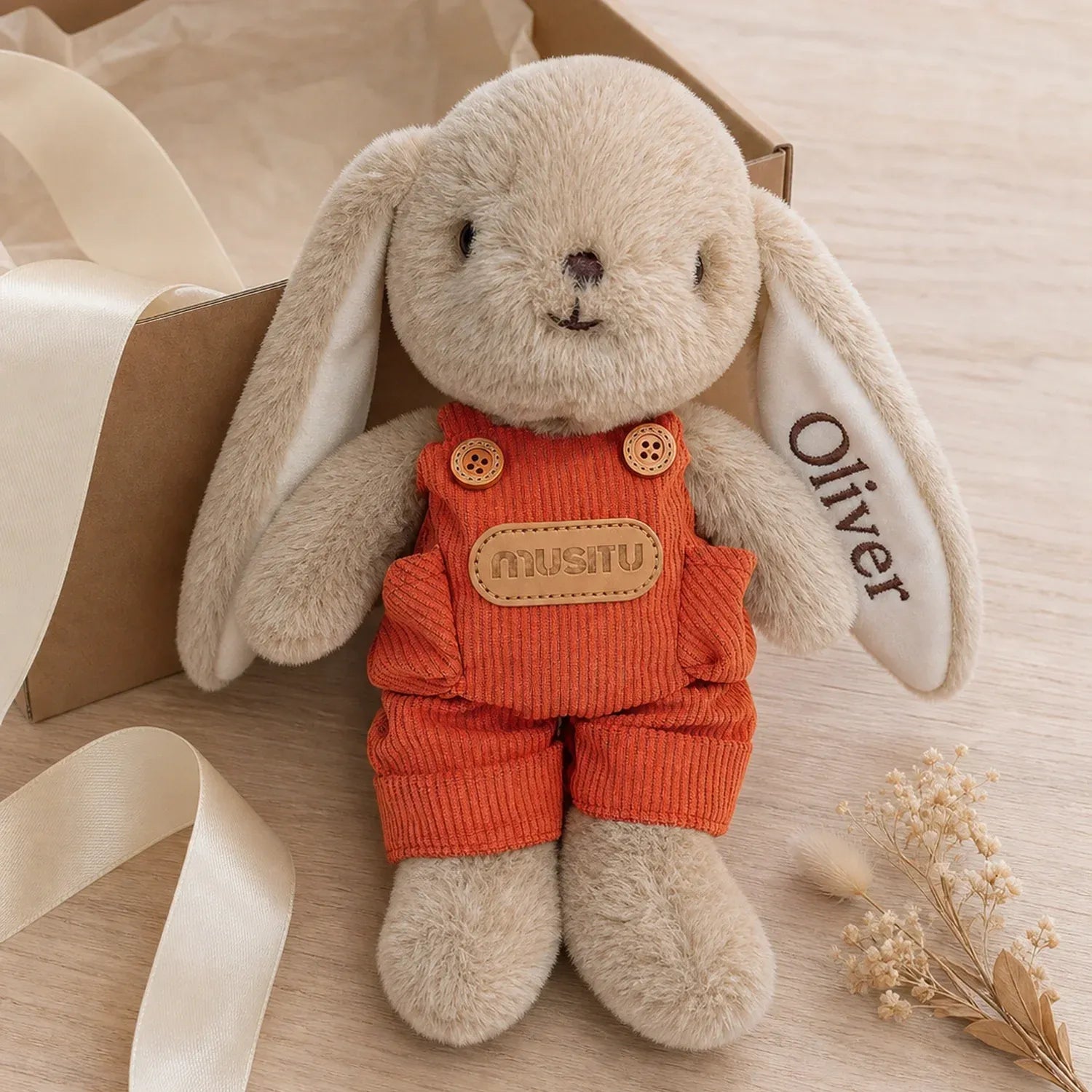 Personalized Bunny Plush, Custom Embroidered Name Stuffed Rabbit, Cute Personalized Gift for Kids & Girls