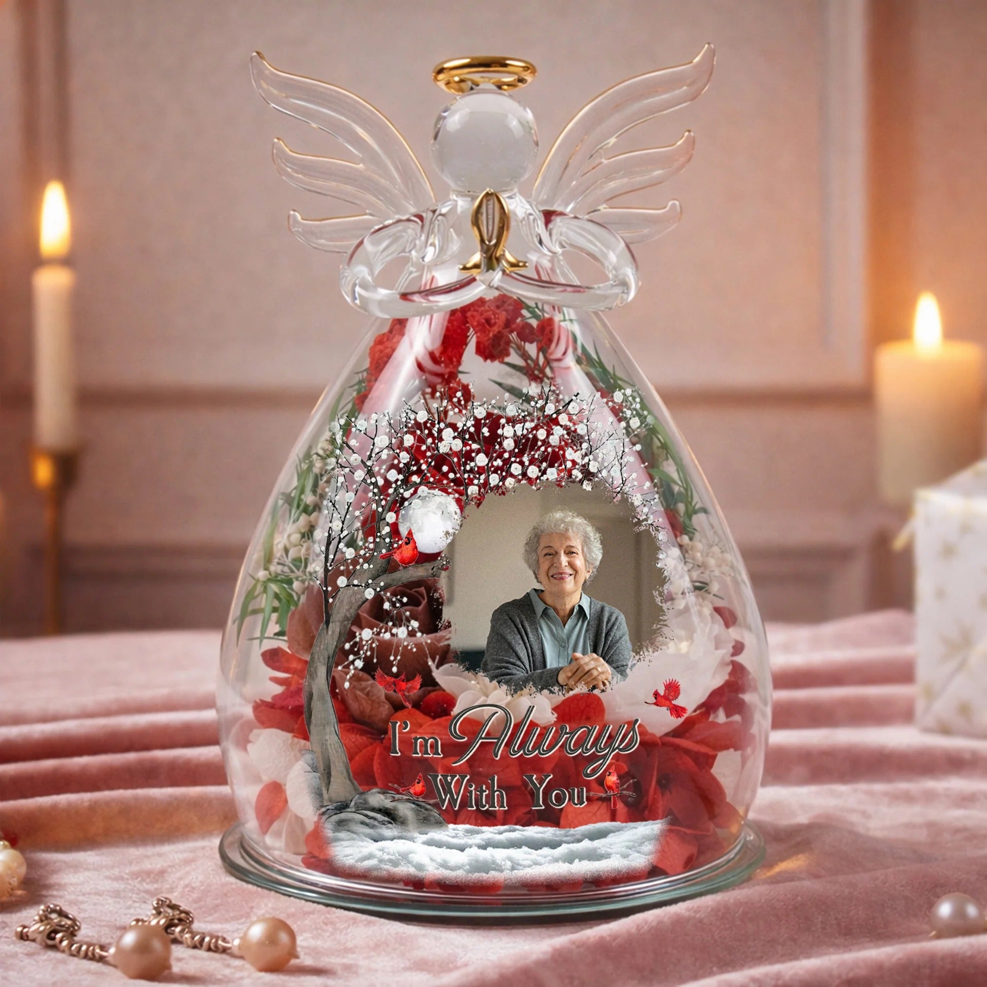 I'm Always With You Personalized Angel Figurine for Mom - Custom Flower & Message Mother's Day Gift