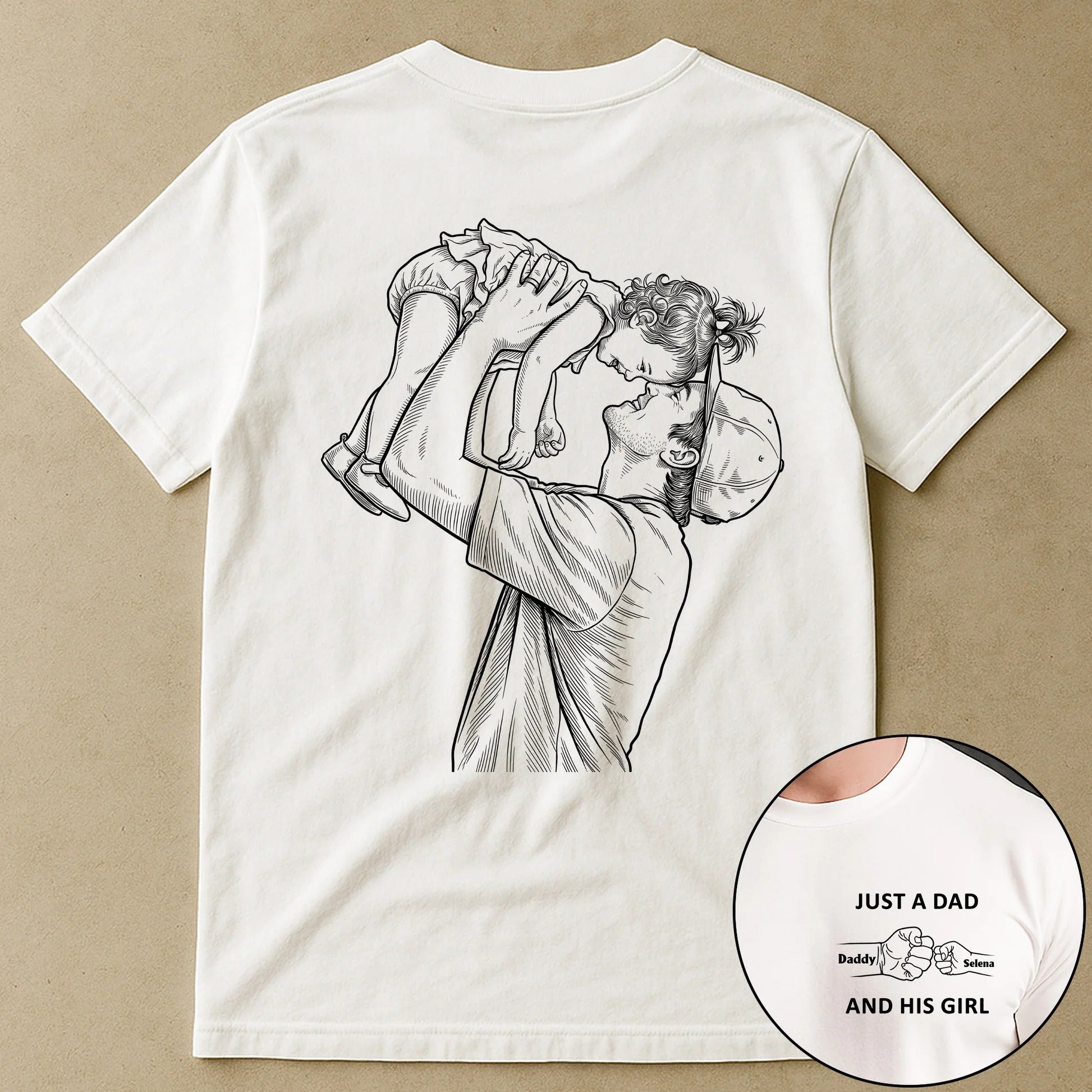 Custom "Just A Dad And His..." Sketch Line Art Tshirt Sweatshirt Hoodie | Personalized Father's Day Gift