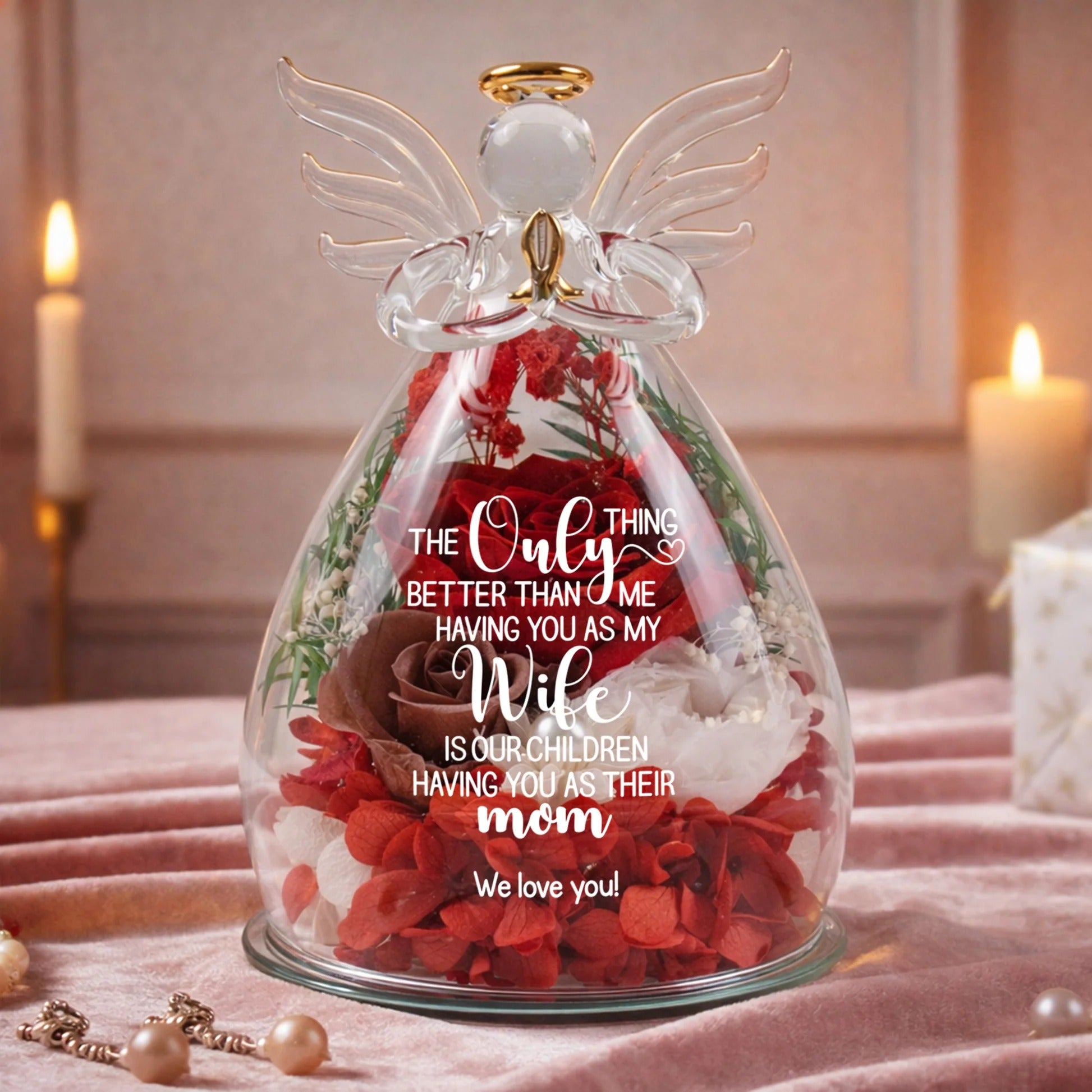 Our Children Having You As Their Mom Personalized Flower In Angel Figurines-Mother's Day Gift
