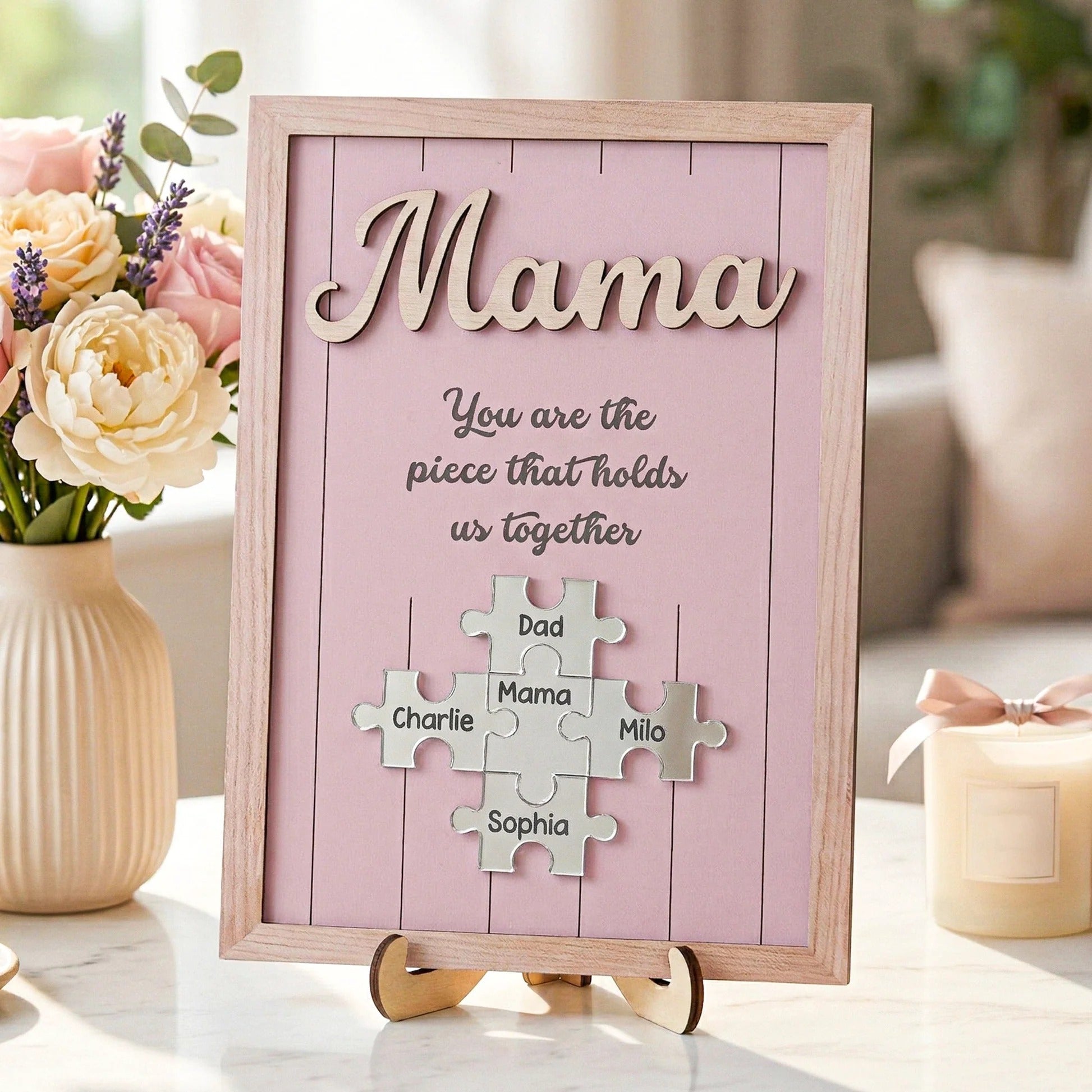 You Are The Piece That Holds Us Together Mother's Day Gift New Version - Personalized Wooden Plaque