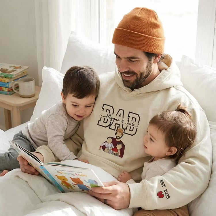 Personalized Dad Sweatshirt from Mom – Custom Embroidered Photo & Kids Names – Father’s Day Gift