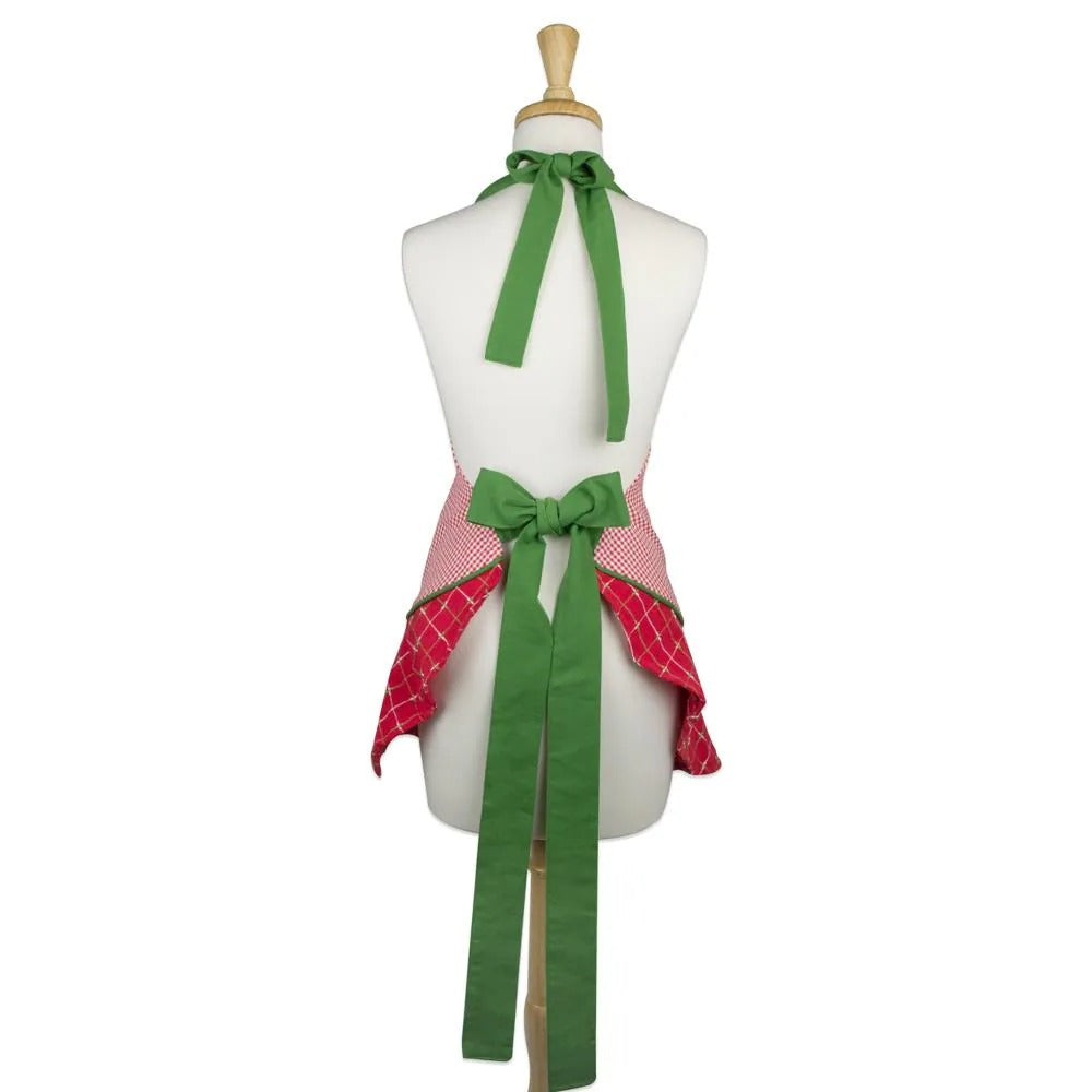 Merry Christmas Ruffle Apron– Adjustable Holiday Cooking Apron with Frilly Ruffles, Perfect Christmas Gift