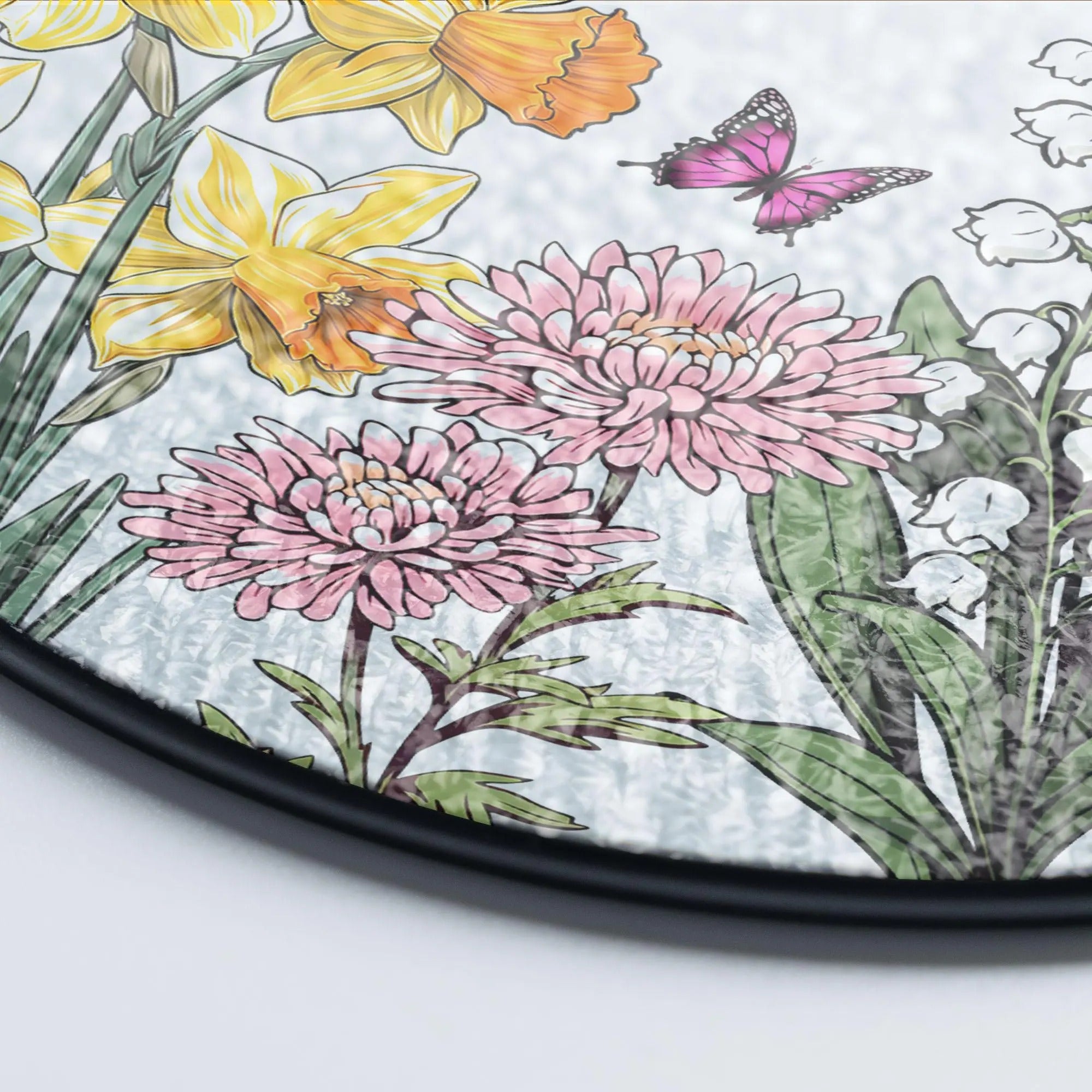 Custom Family Birth Flowers Glass Suncatcher, Custom Mom's Garden Gift,Flower Glass Art