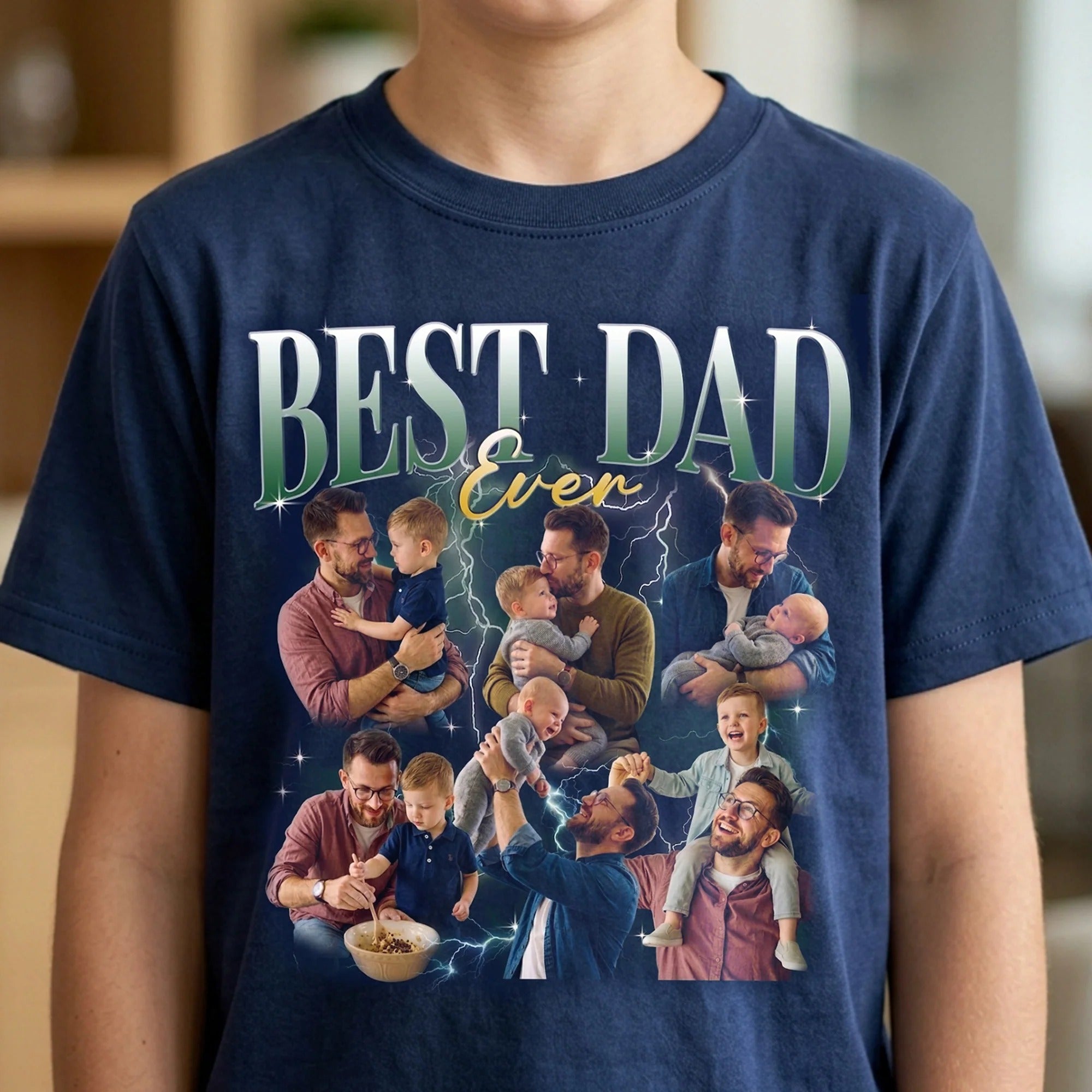 Father's Day Gifts, Best Dad Ever Custom Photo - Personalized Shirt