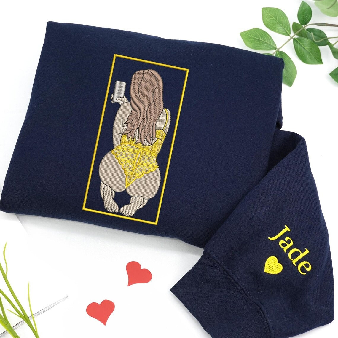 Spicy Couple Hoodie — Custom Embroidered Portrait Photo Pullover, Anniversary Gift for Boyfriend