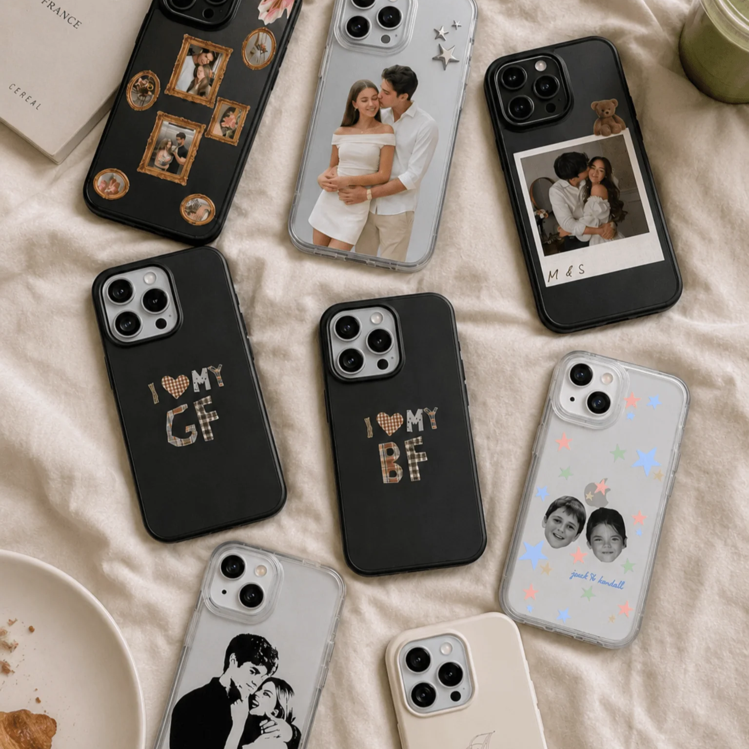 Custom Couple Photo Phone Case – 8 Romantic Designs, Personalized Boyfriend Girlfriend Gift, Fits All Smartphone Models