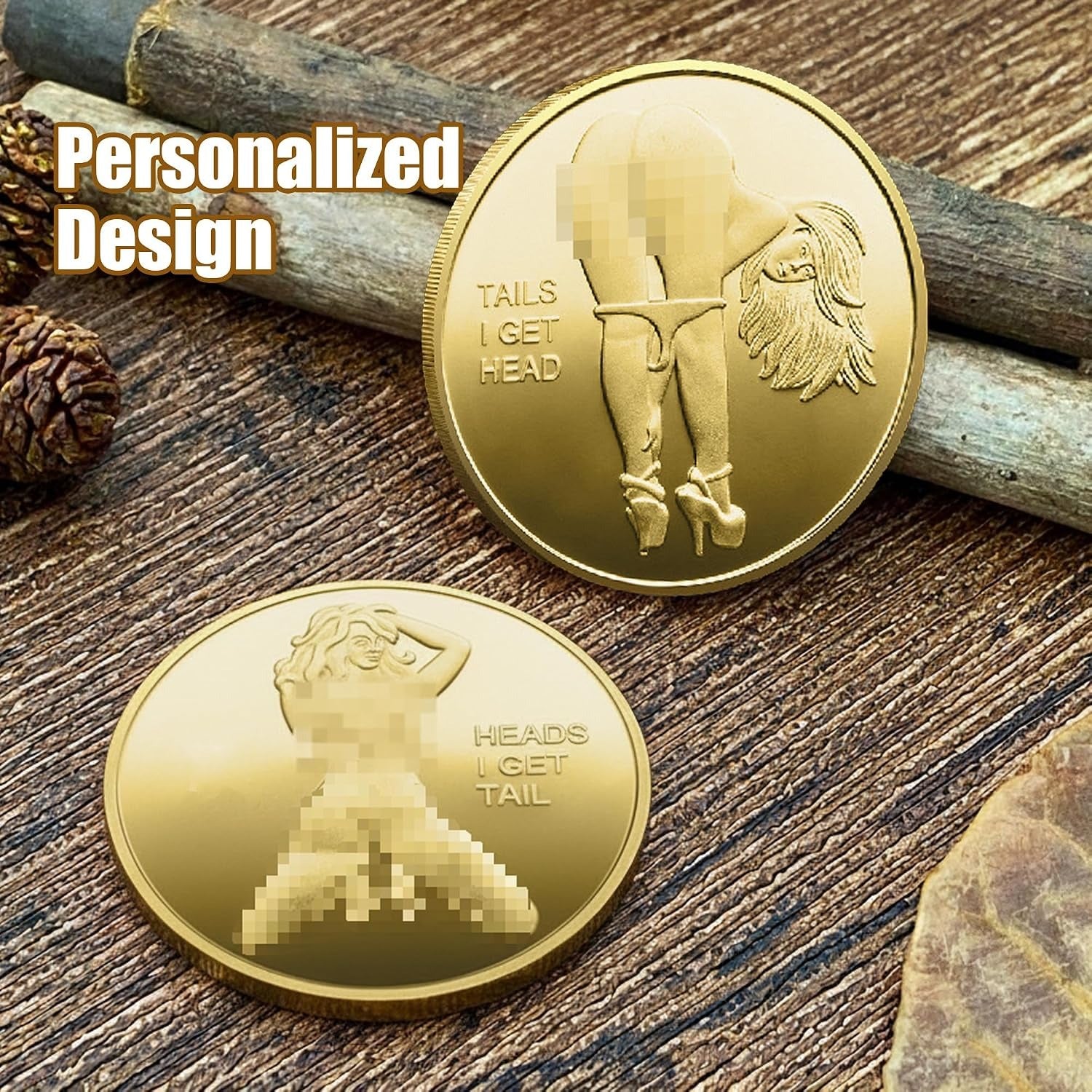 Double-Sided Heads or Tails Coin – Fun Decision-Making Token, Romantic Gift for Couples, Prank Prop for Valentine's Day & Parties (Gold Silver)