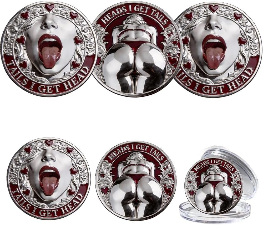 The Lucky Desire Commemorative Coin – Double-Sided Humor Token for Adult Parties & Date Night (Heads I Get Tail / Tails I Get Head)