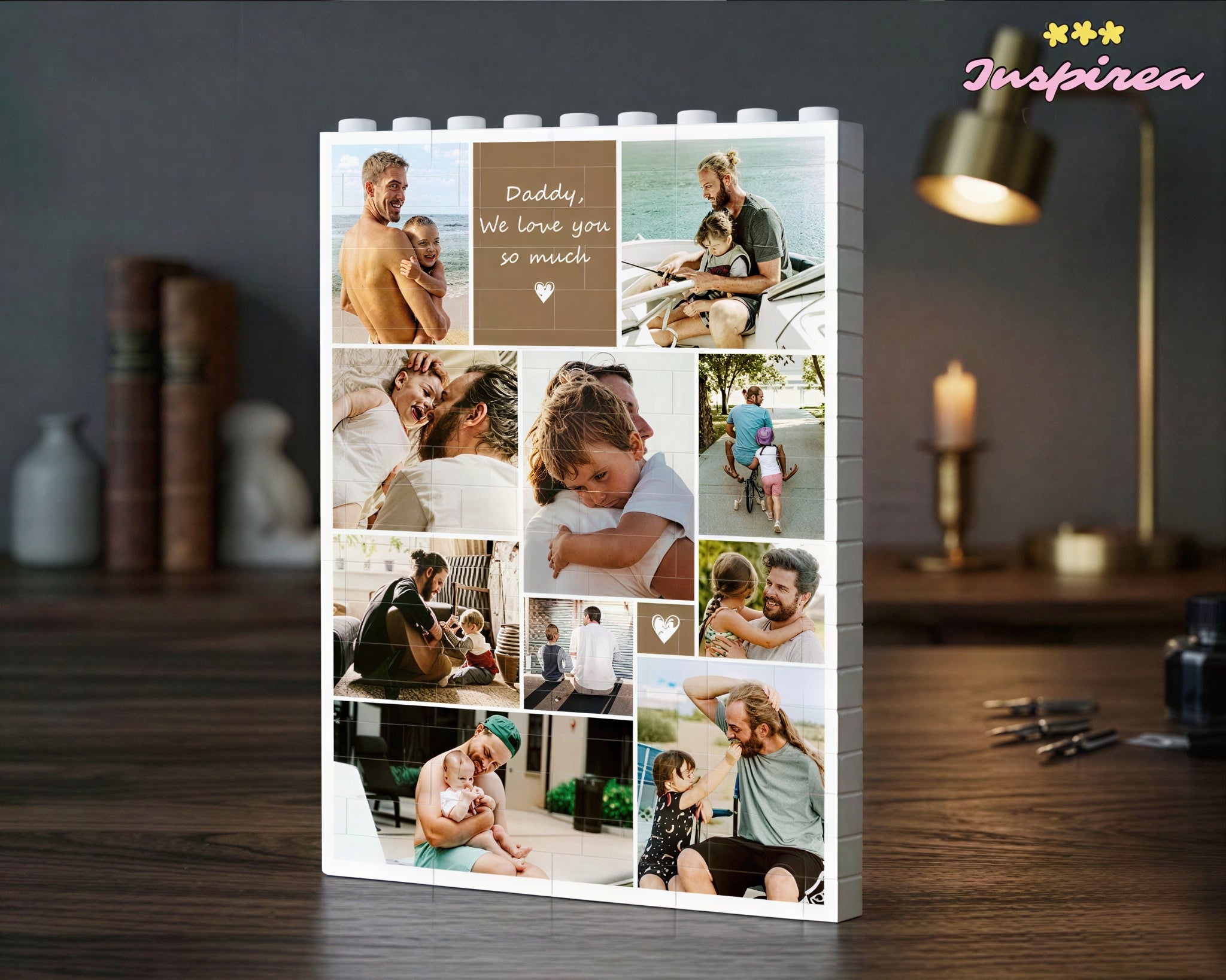 Custom Photo Collage Dad And Kids Building Blocks, Gift for Dad, Best Dad Gift, Fathers Day Picture Collage
