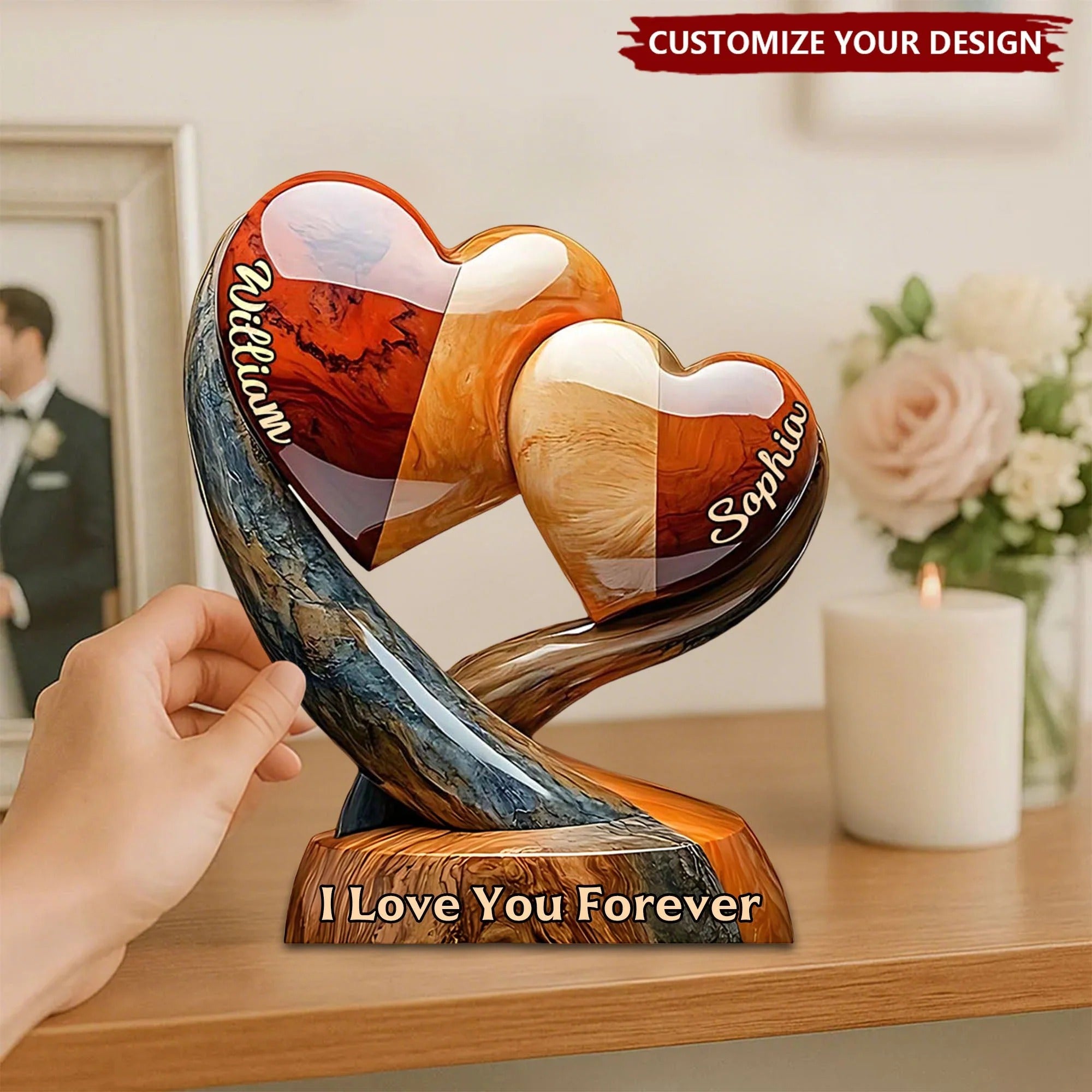 Two Hearts, One Forever – Custom Engraved Couple Plaque