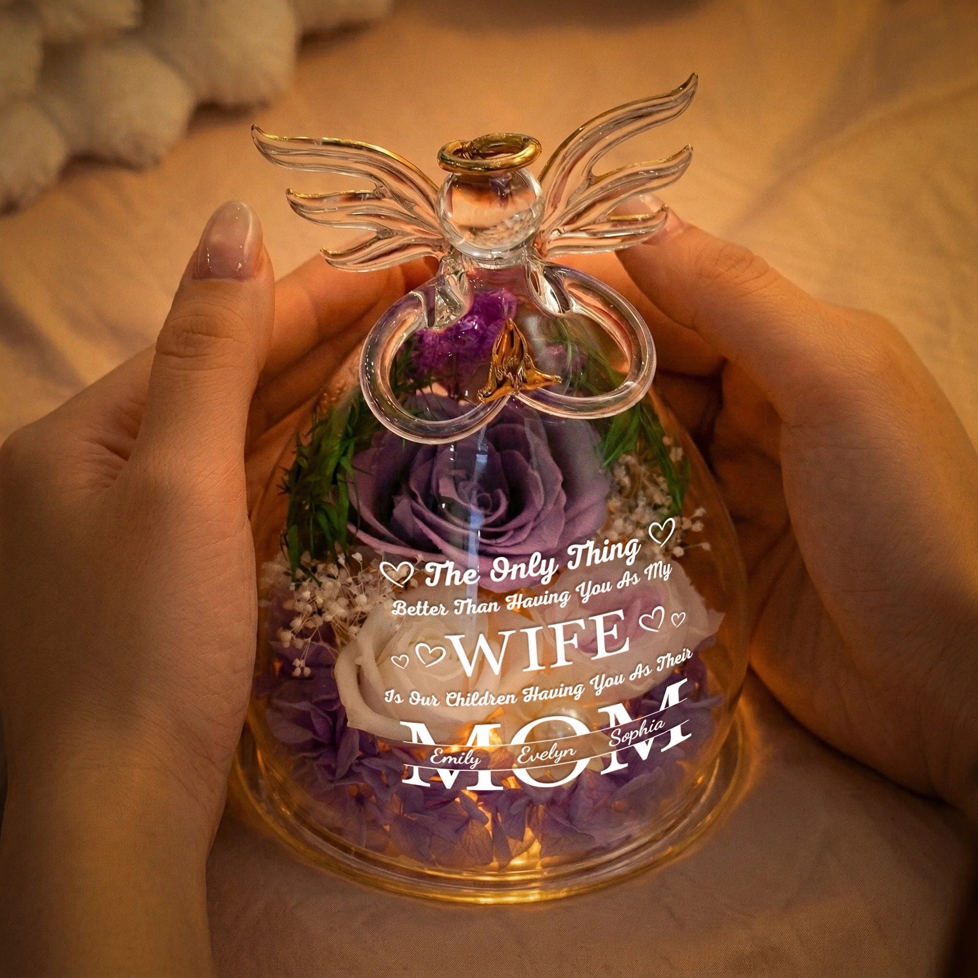 Having You As My Wife Personalized Flower In Angel Figurines-Mother's Day Gift