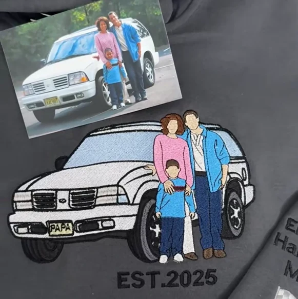 Custom Embroidered Car & Motorcycle Apparel – Personalized T-Shirt, Sweatshirt, Hoodie with Photo-Father's Day Gift