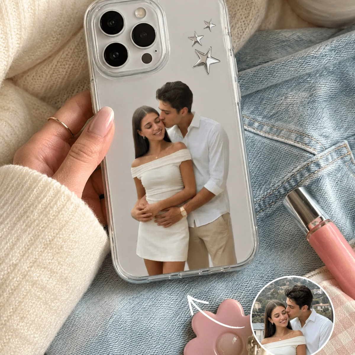 Custom Couple Photo Phone Case – 8 Romantic Designs, Personalized Boyfriend Girlfriend Gift, Fits All Smartphone Models