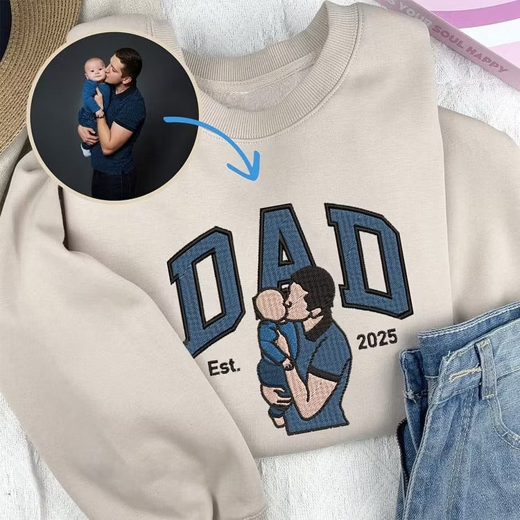 The #1 Father’s Day Gift – Personalized Embroidered Dad Sweatshirt with Custom Photo
