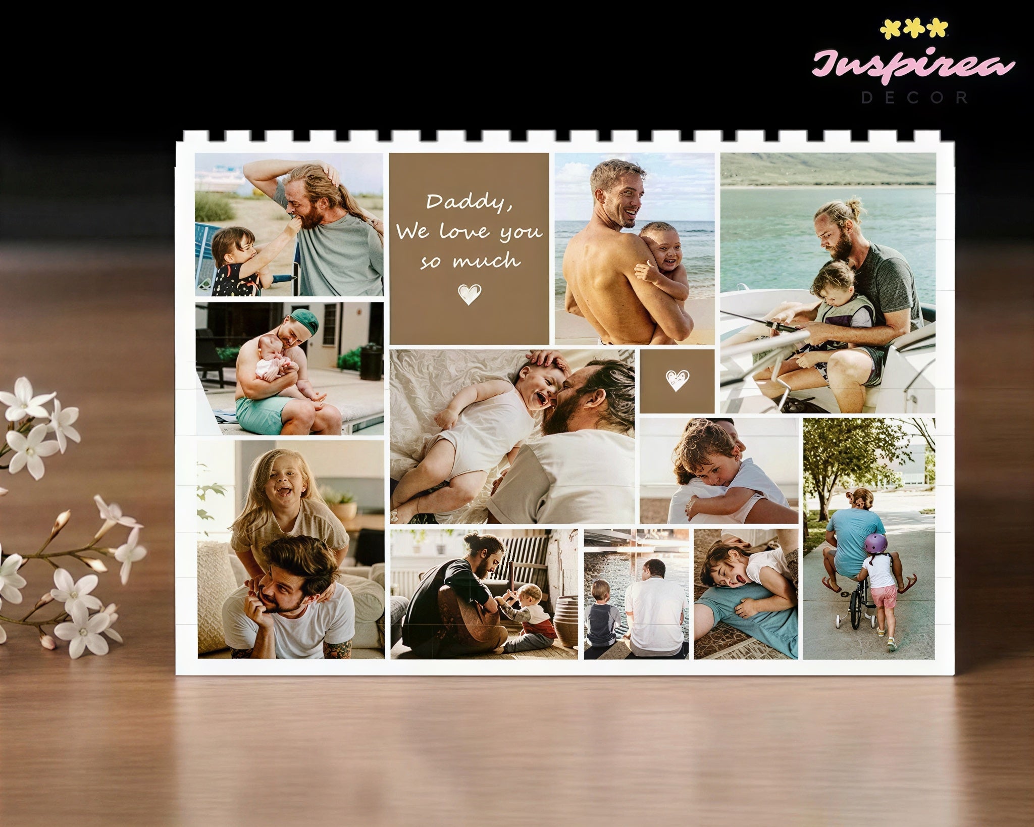 Custom Photo Collage Dad And Kids Building Blocks, Gift for Dad, Best Dad Gift, Fathers Day Picture Collage