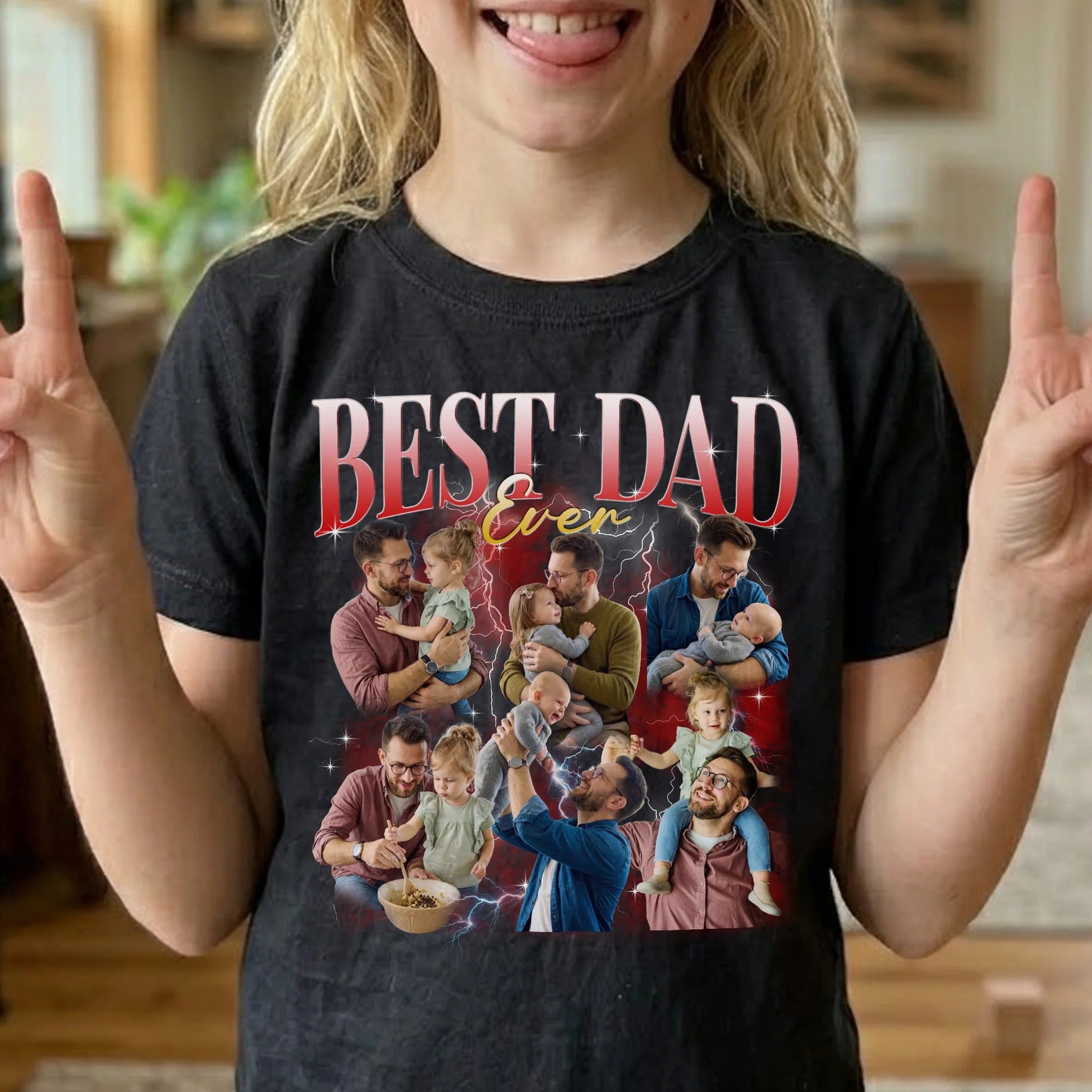 Father's Day Gifts, Best Dad Ever Custom Photo - Personalized Shirt