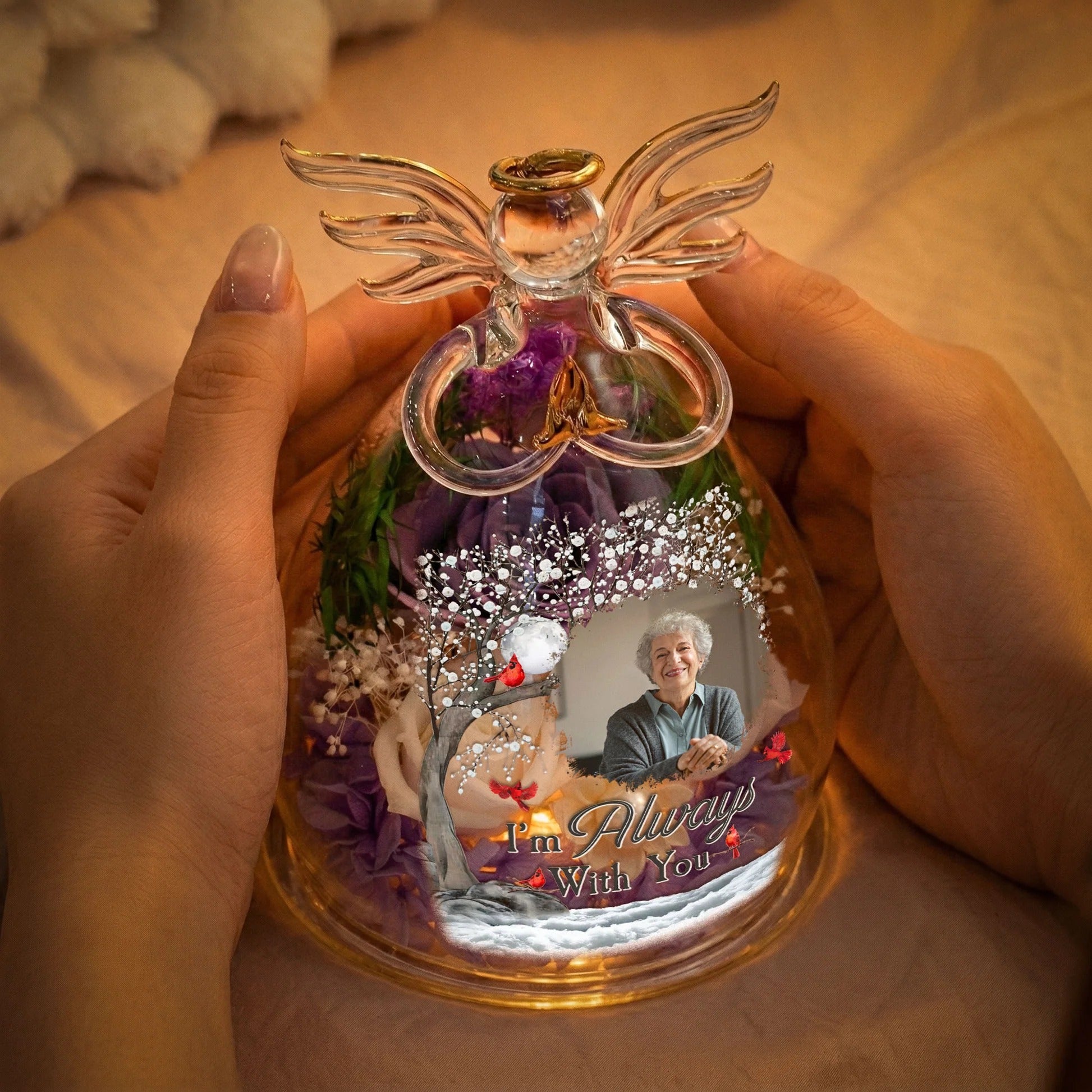 I'm Always With You Personalized Angel Figurine for Mom - Custom Flower & Message Mother's Day Gift