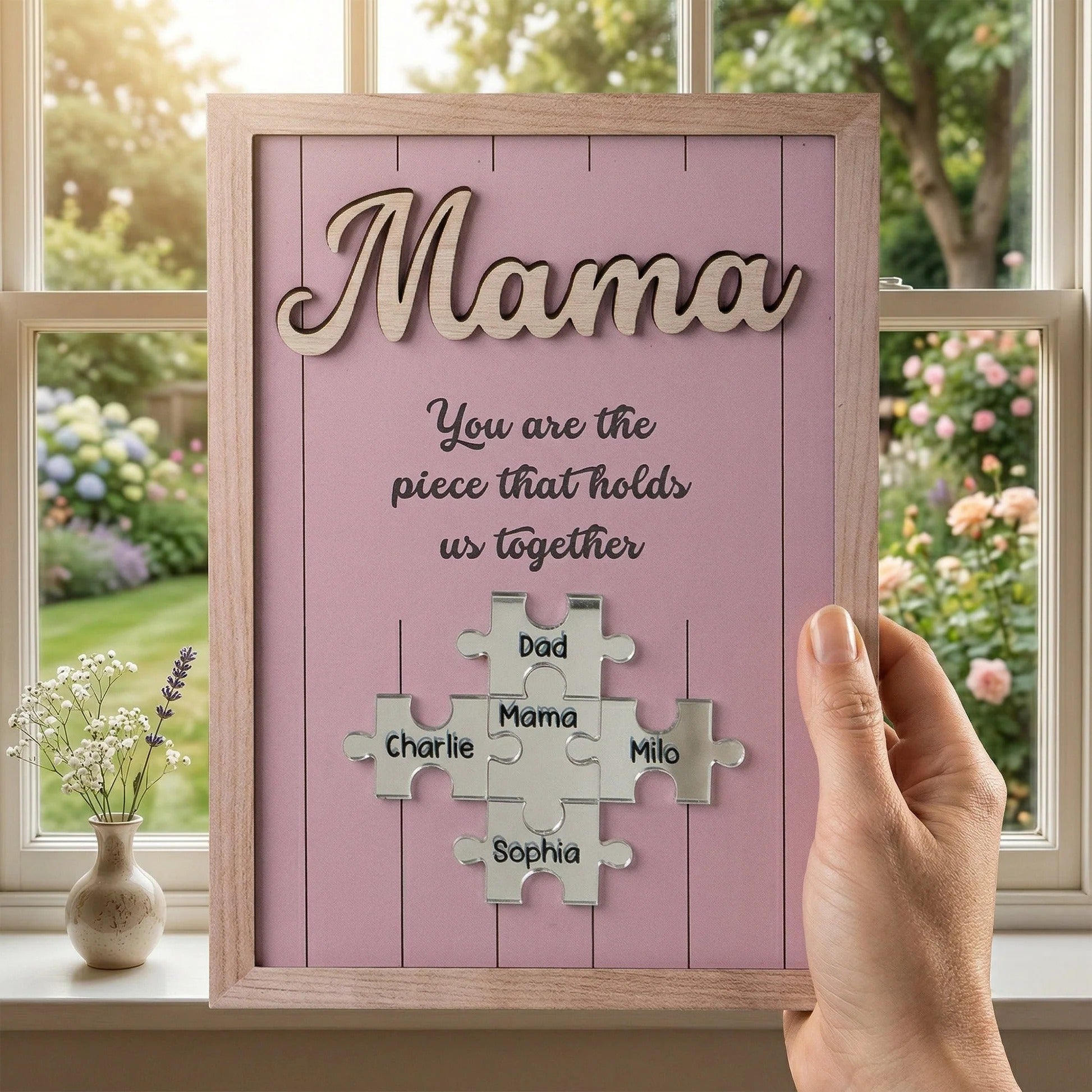 You Are The Piece That Holds Us Together Mother's Day Gift New Version - Personalized Wooden Plaque