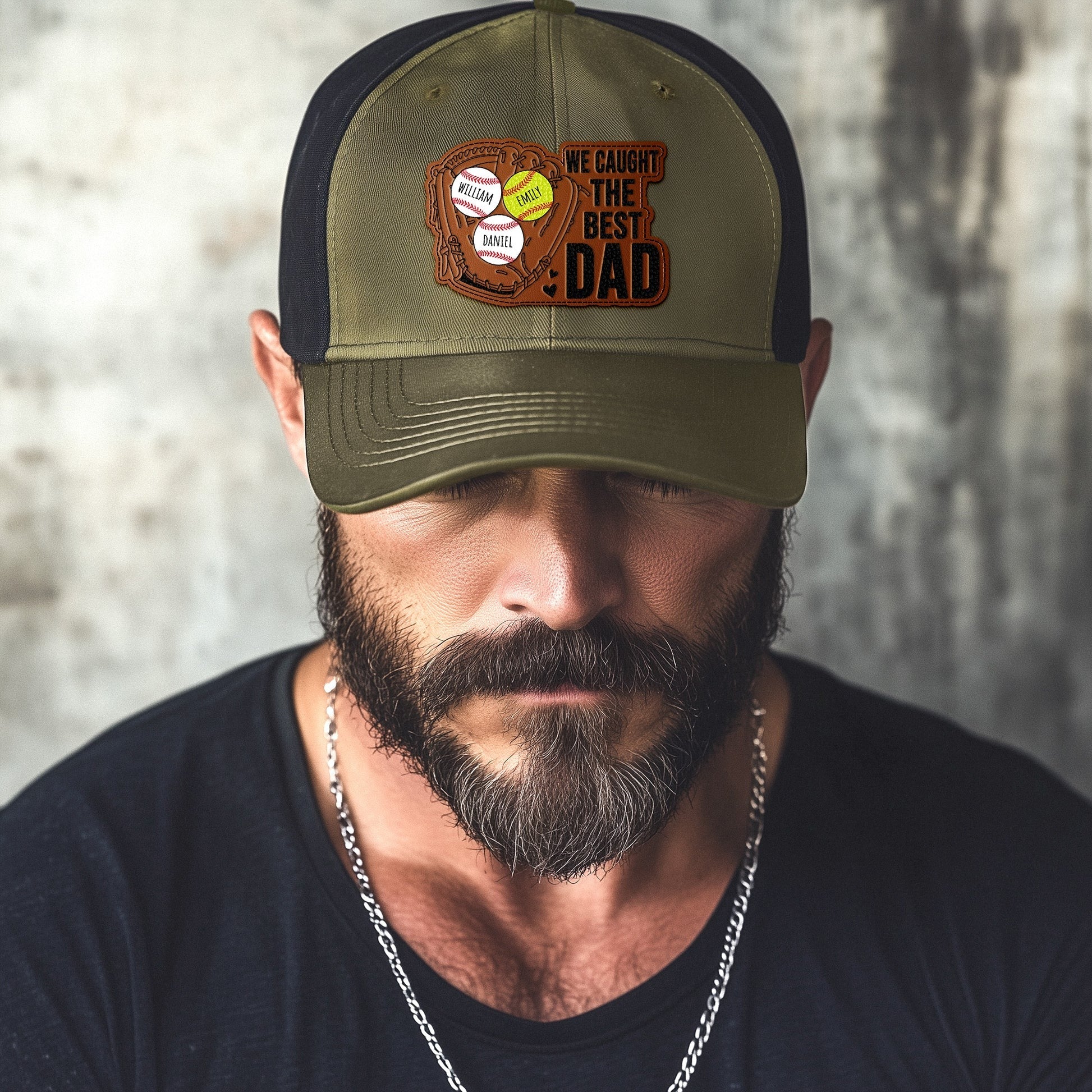 Father's Day Gifts, We Caught The Best Dad - Baseball, Softball Dad With Kids' Names - Personalized Cap