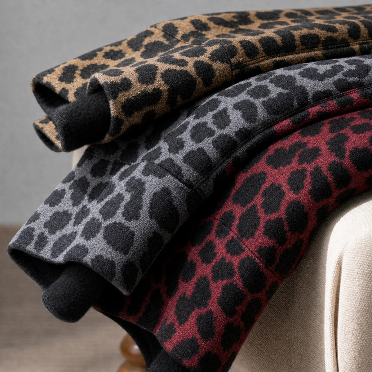 Women's Reversible Leopard Print Leggings-High-Waisted Fleece-Lined Warm Stretch Pants