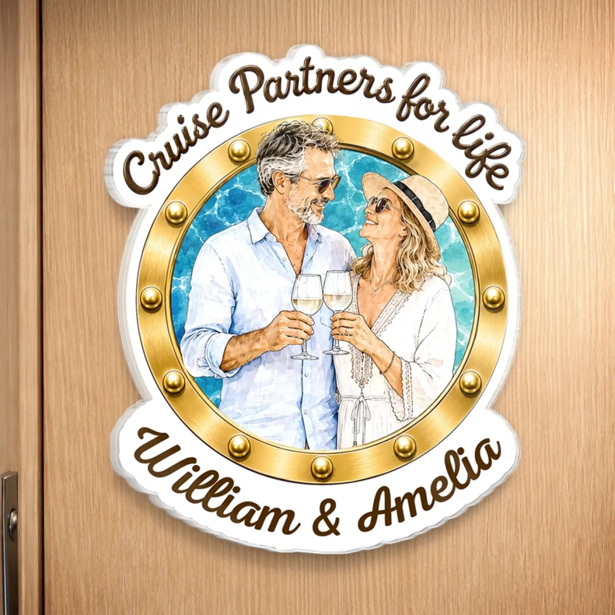 Custom Photo Cruise Ship Door Magnet – Personalized Cabin Sign for Couples, Romantic Travel Gift for Husband & Wife, Cruise Lovers Décor