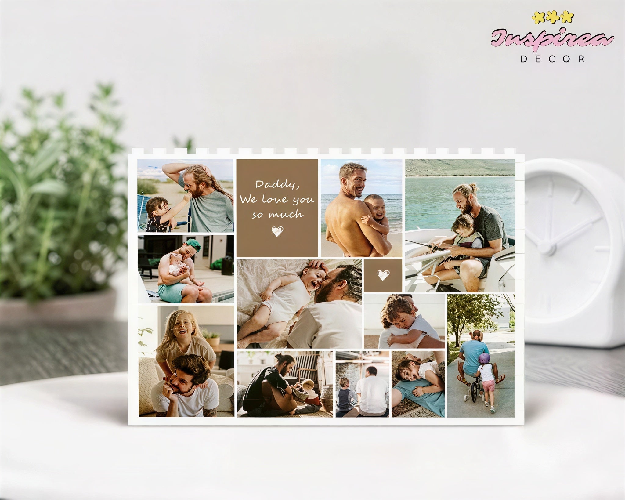 Custom Photo Collage Dad And Kids Building Blocks, Gift for Dad, Best Dad Gift, Fathers Day Picture Collage