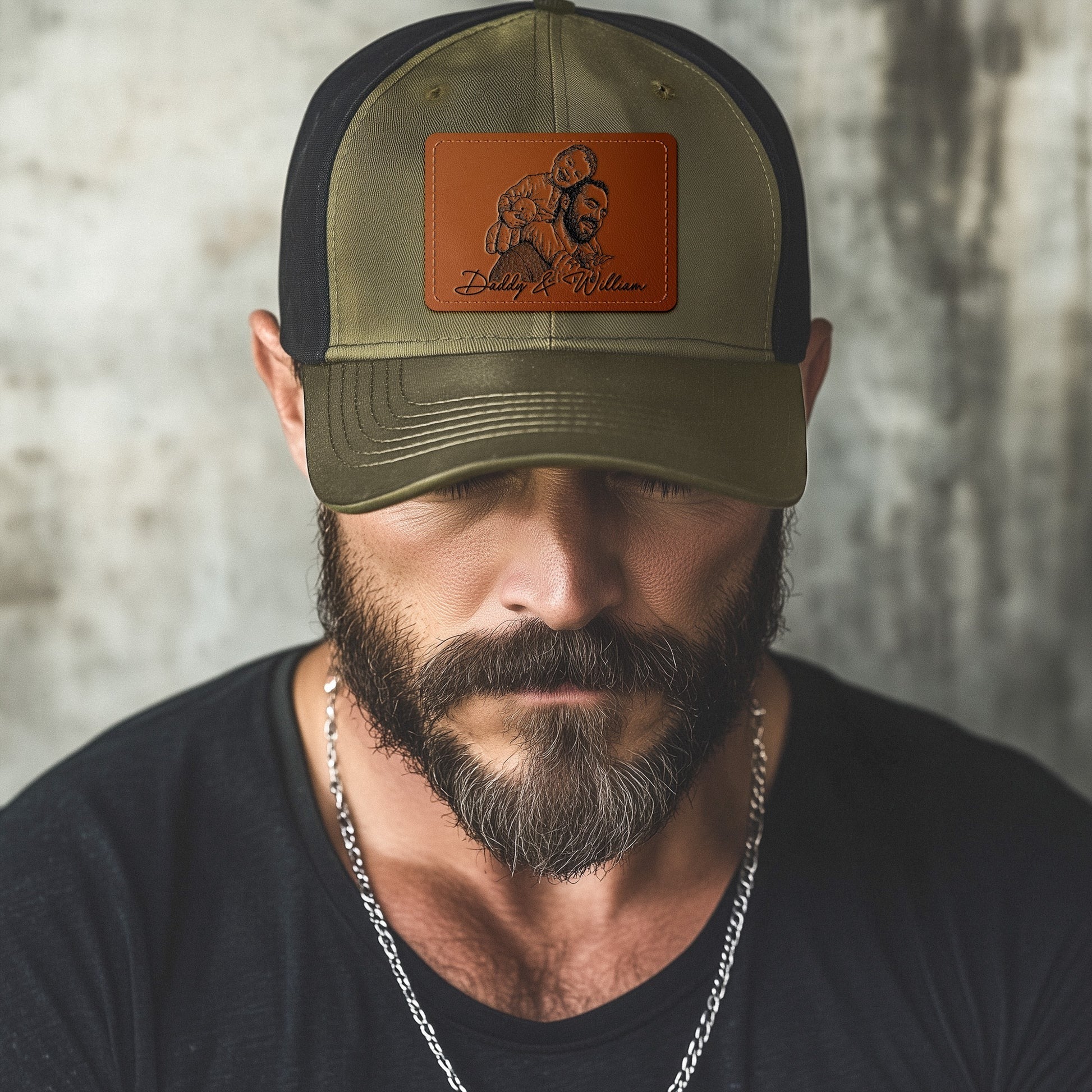 Custom Photo Sketch Line Art Dad Cap Personalized Father's Day Gift