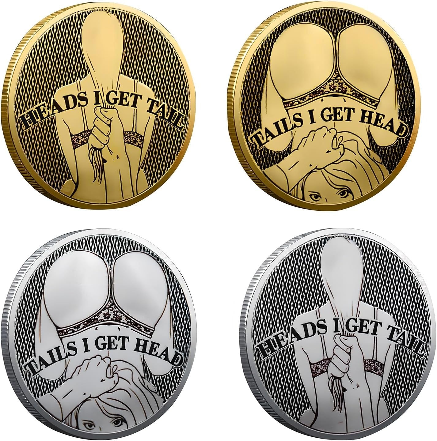 Funny Date Night Coins – Double-Sided Gold & Silver Challenge Coins for Couples, Adult Party Games, Naughty Gifts for Him & Her, Party Favours