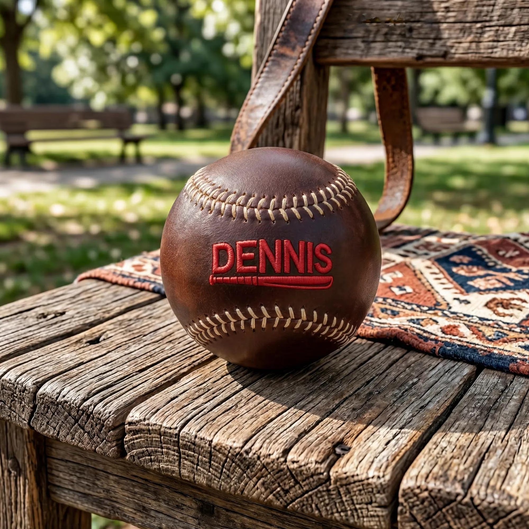 Father's Day Embroidered Leather Baseball | Custom Handcrafted Keepsake Gift for Dad, Personalized Message
