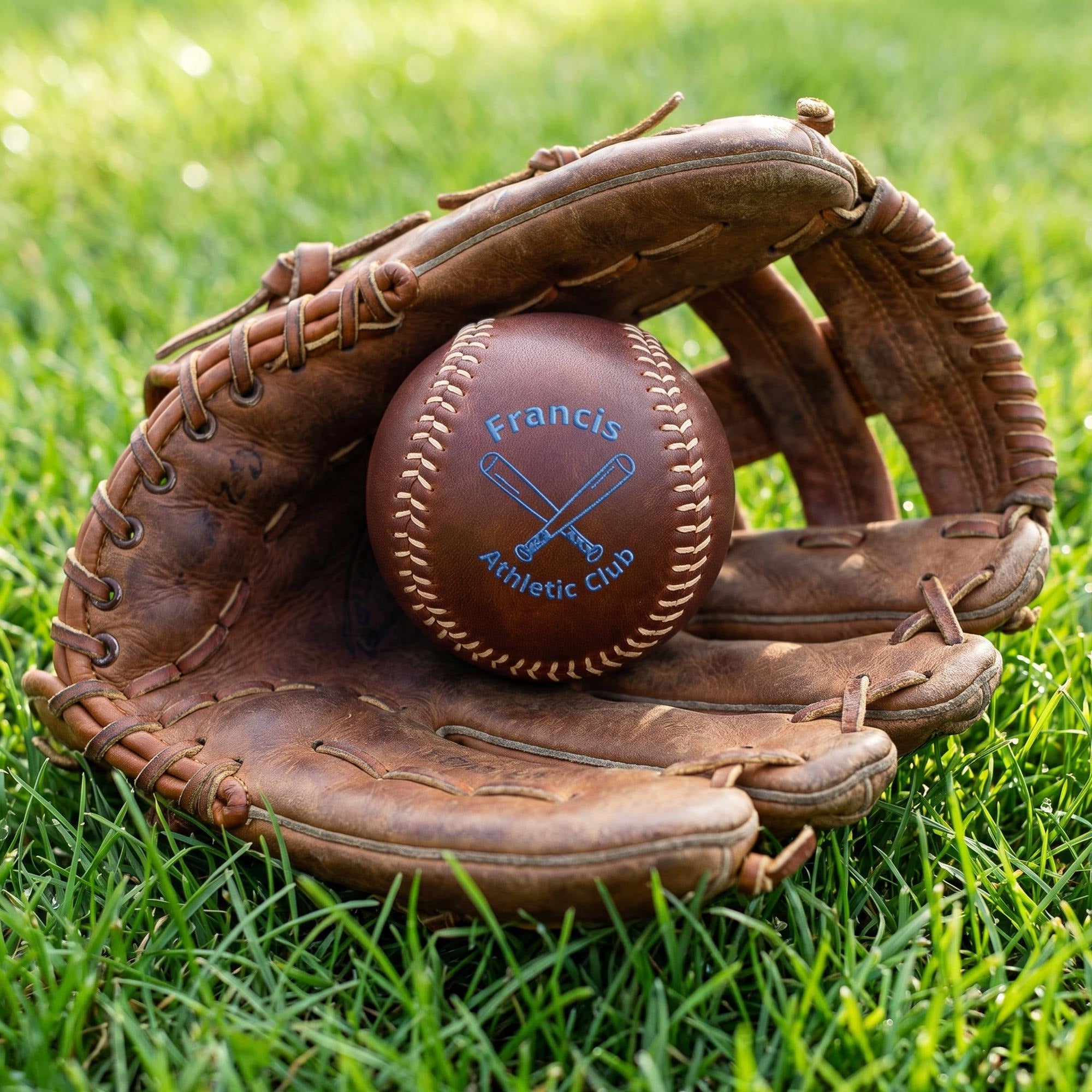 Father's Day Embroidered Leather Baseball | Custom Handcrafted Keepsake Gift for Dad, Personalized Message
