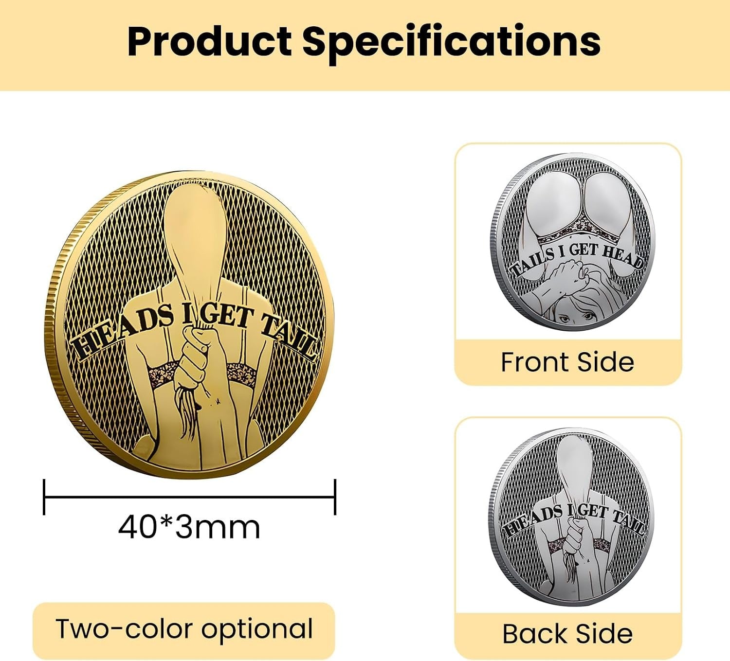 Funny Date Night Coins – Double-Sided Gold & Silver Challenge Coins for Couples, Adult Party Games, Naughty Gifts for Him & Her, Party Favours