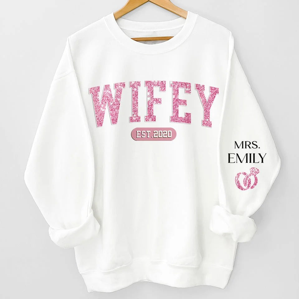 Mrs Est - Couple Personalized Sweatshirt- Gift For Husband Wife, Anniversary